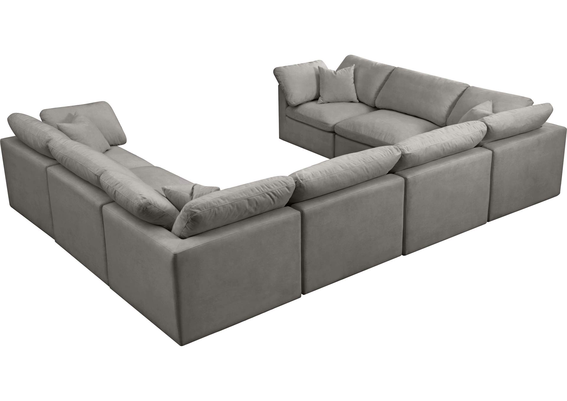 Plush Grey Velvet Standard Comfort Modular Sectional,Meridian Furniture