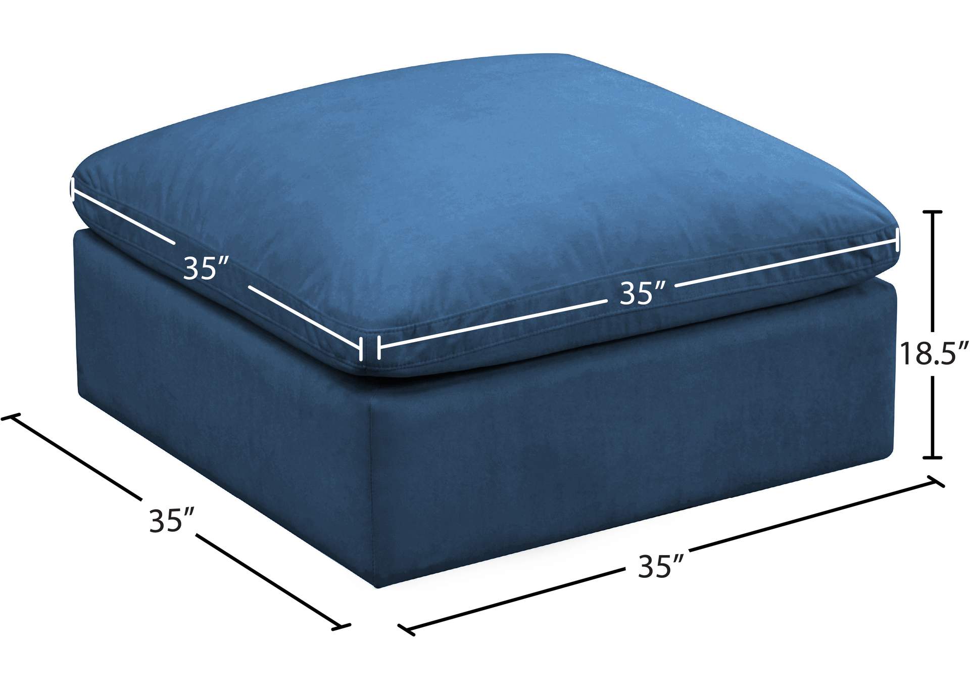 Plush Navy Velvet Standard Comfort Modular Ottoman,Meridian Furniture