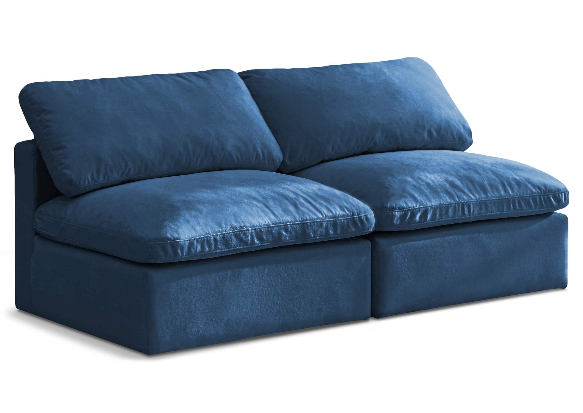 Plush Navy Velvet Standard Comfort Modular Sofa,Meridian Furniture