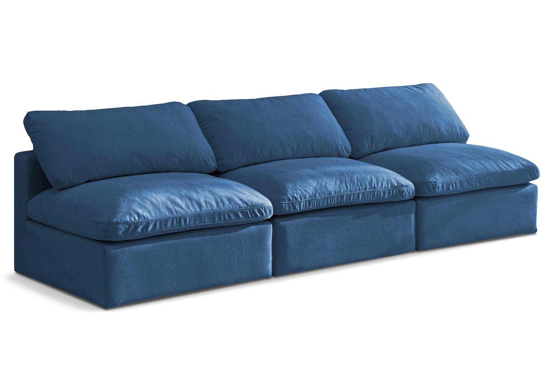 Plush Navy Velvet Standard Comfort Modular Sofa,Meridian Furniture