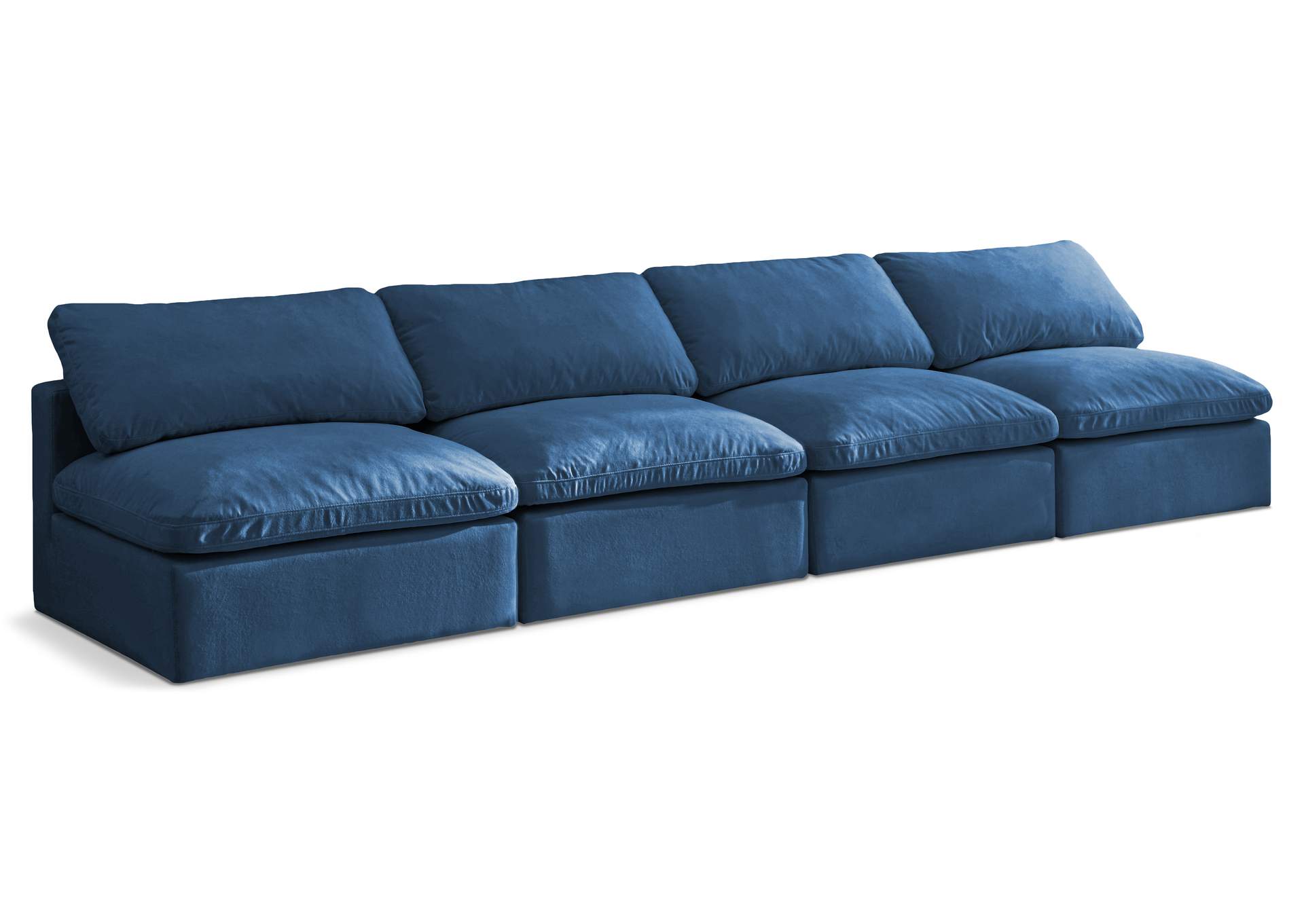 Plush Navy Velvet Standard Comfort Modular Sofa,Meridian Furniture