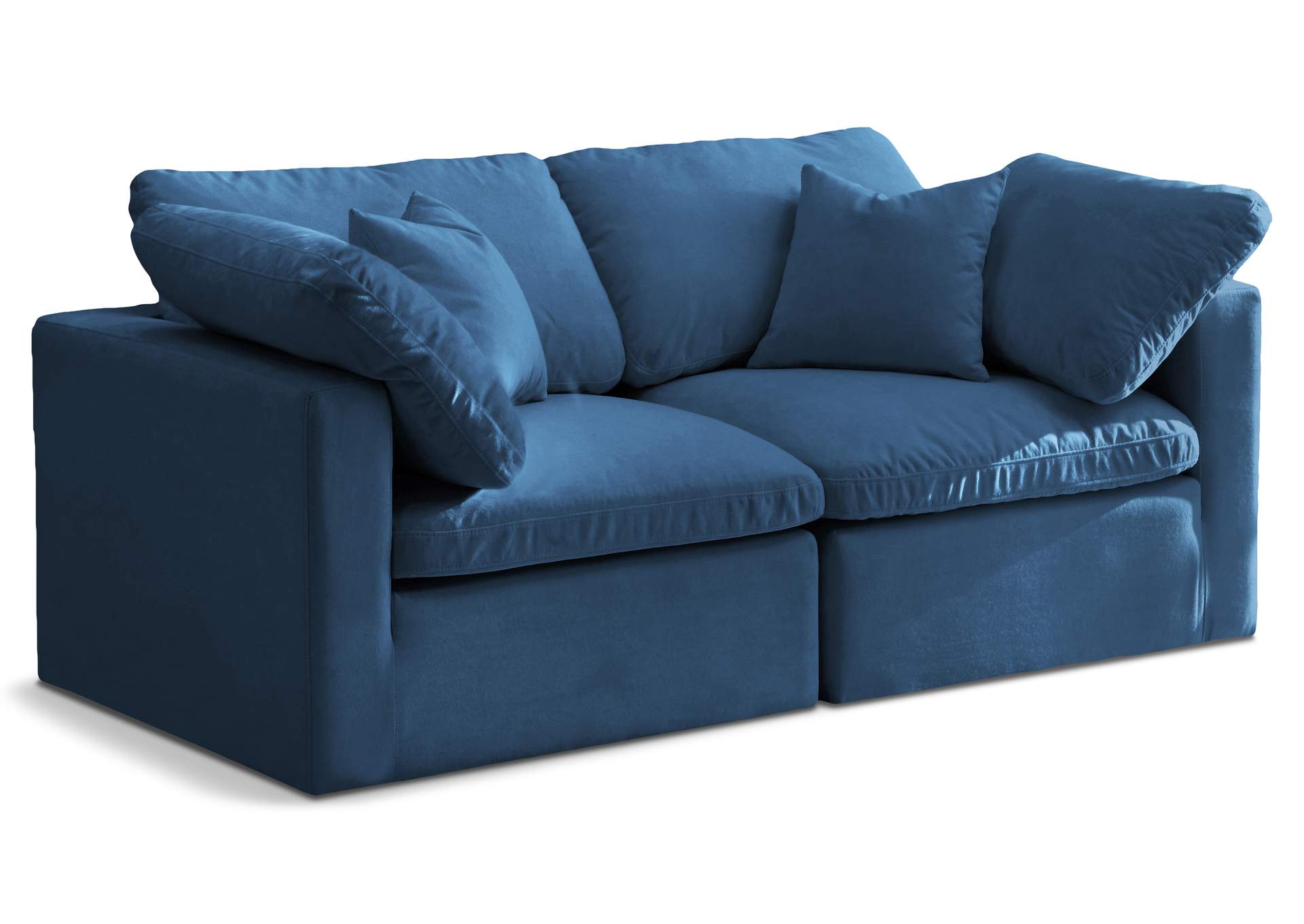 Plush Navy Velvet Standard Comfort Modular Sofa,Meridian Furniture