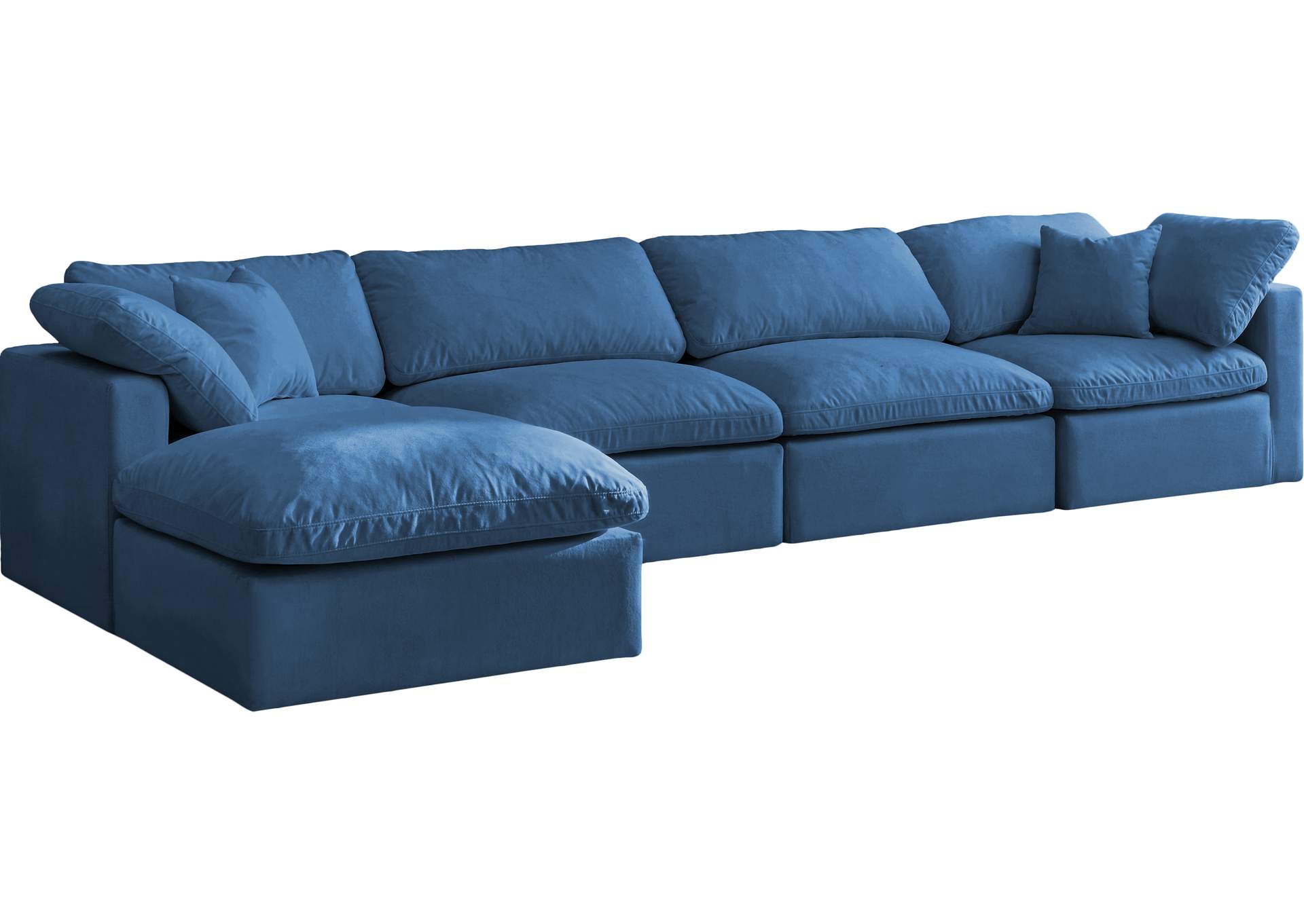 Plush Navy Velvet Standard Comfort Modular Sectional,Meridian Furniture