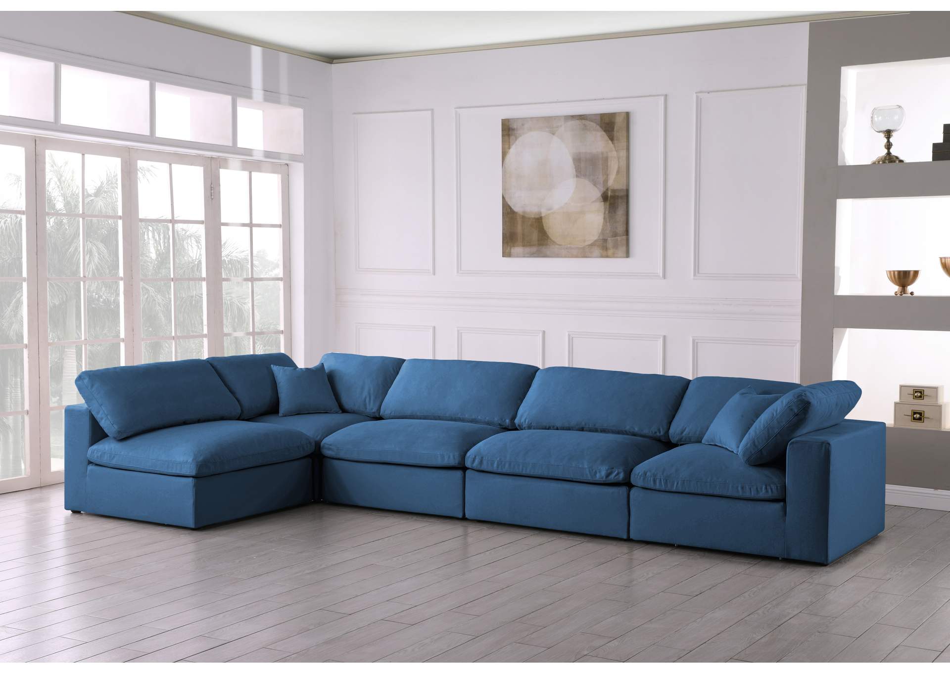 Plush Navy Velvet Standard Comfort Modular Sectional,Meridian Furniture