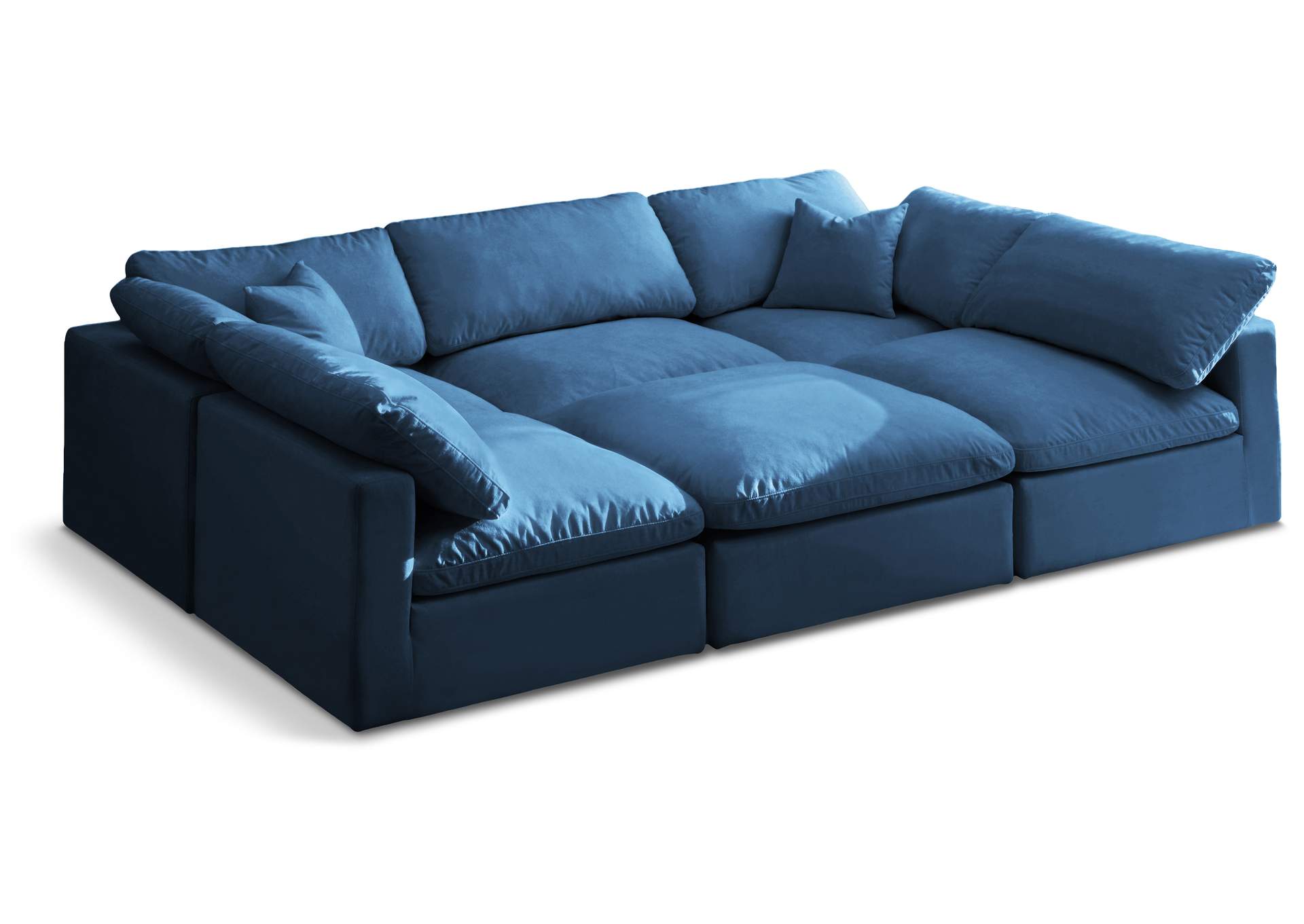 Plush Navy Velvet Standard Comfort Modular Sectional,Meridian Furniture