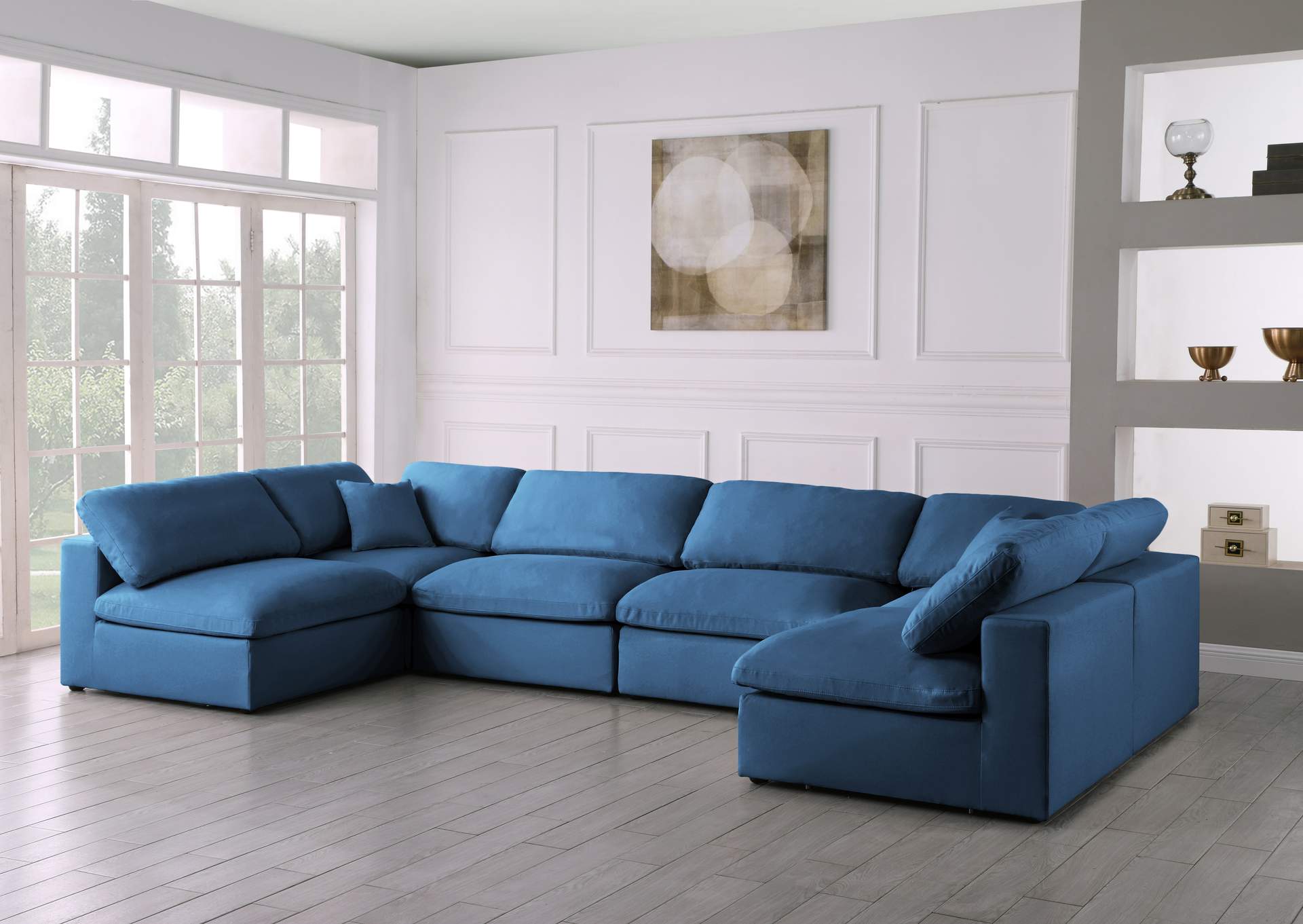 Plush Navy Velvet Standard Comfort Modular Sectional,Meridian Furniture