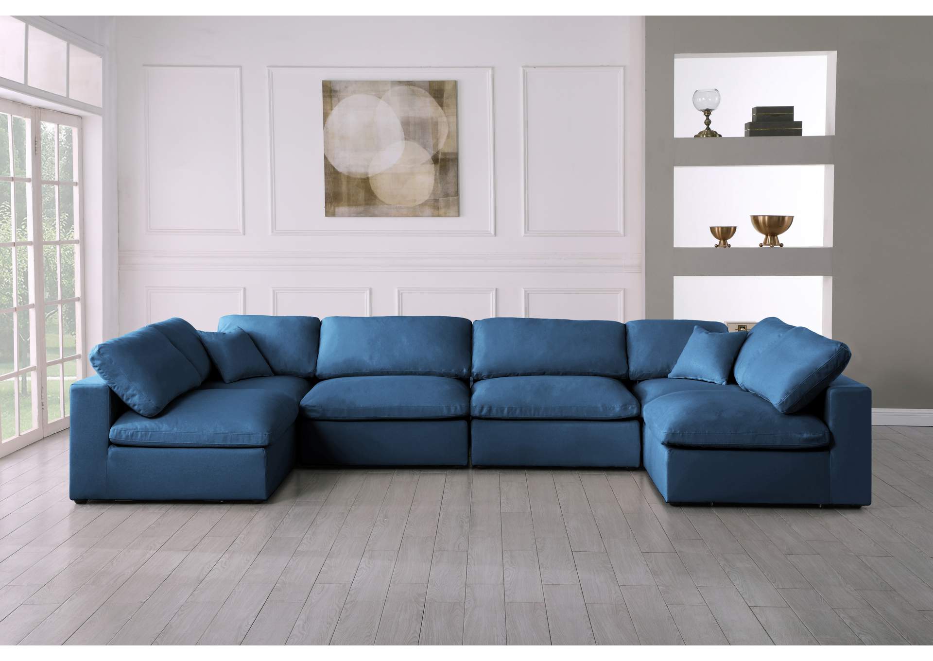 Plush Navy Velvet Standard Comfort Modular Sectional,Meridian Furniture