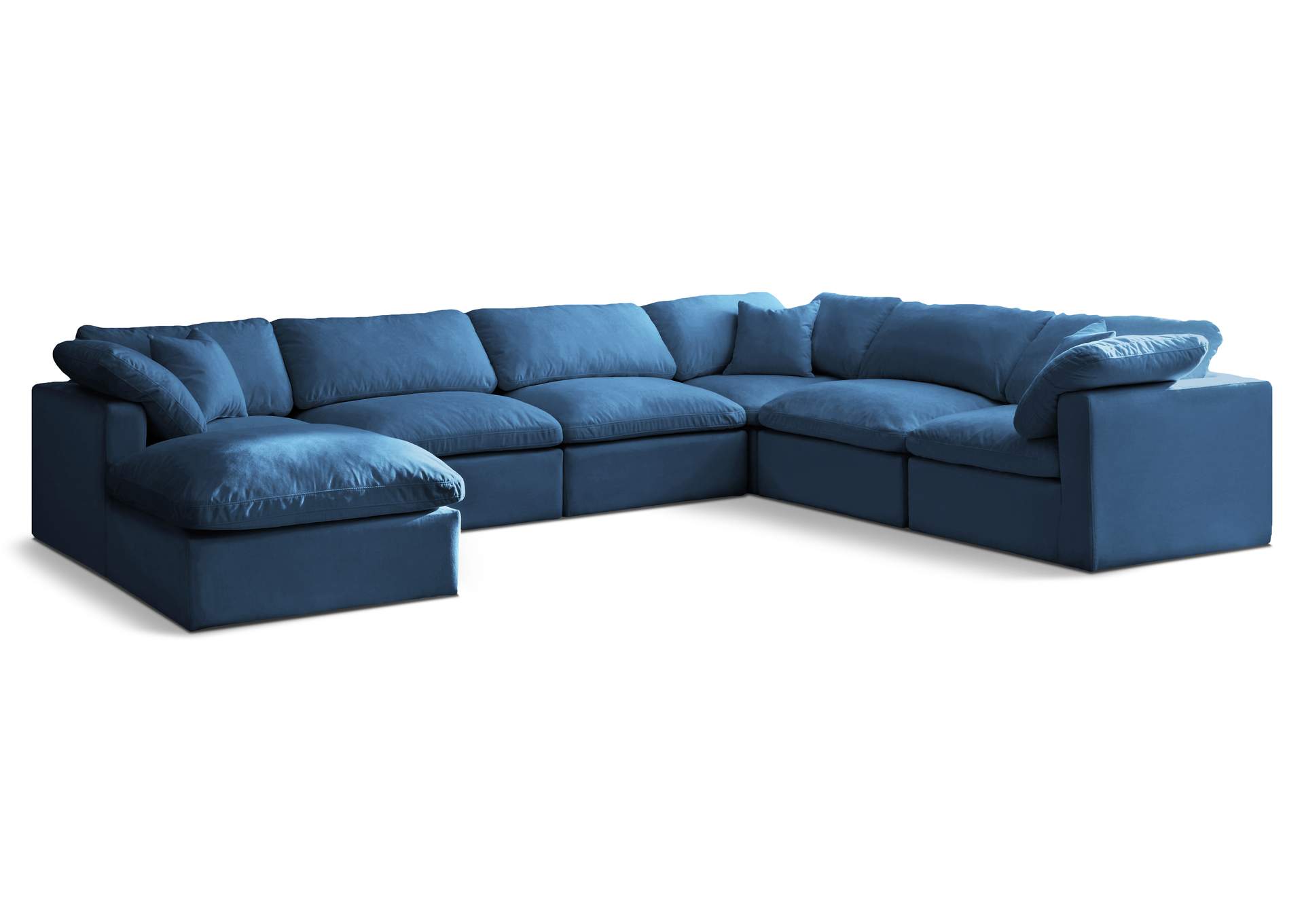 Plush Navy Velvet Standard Comfort Modular Sectional,Meridian Furniture