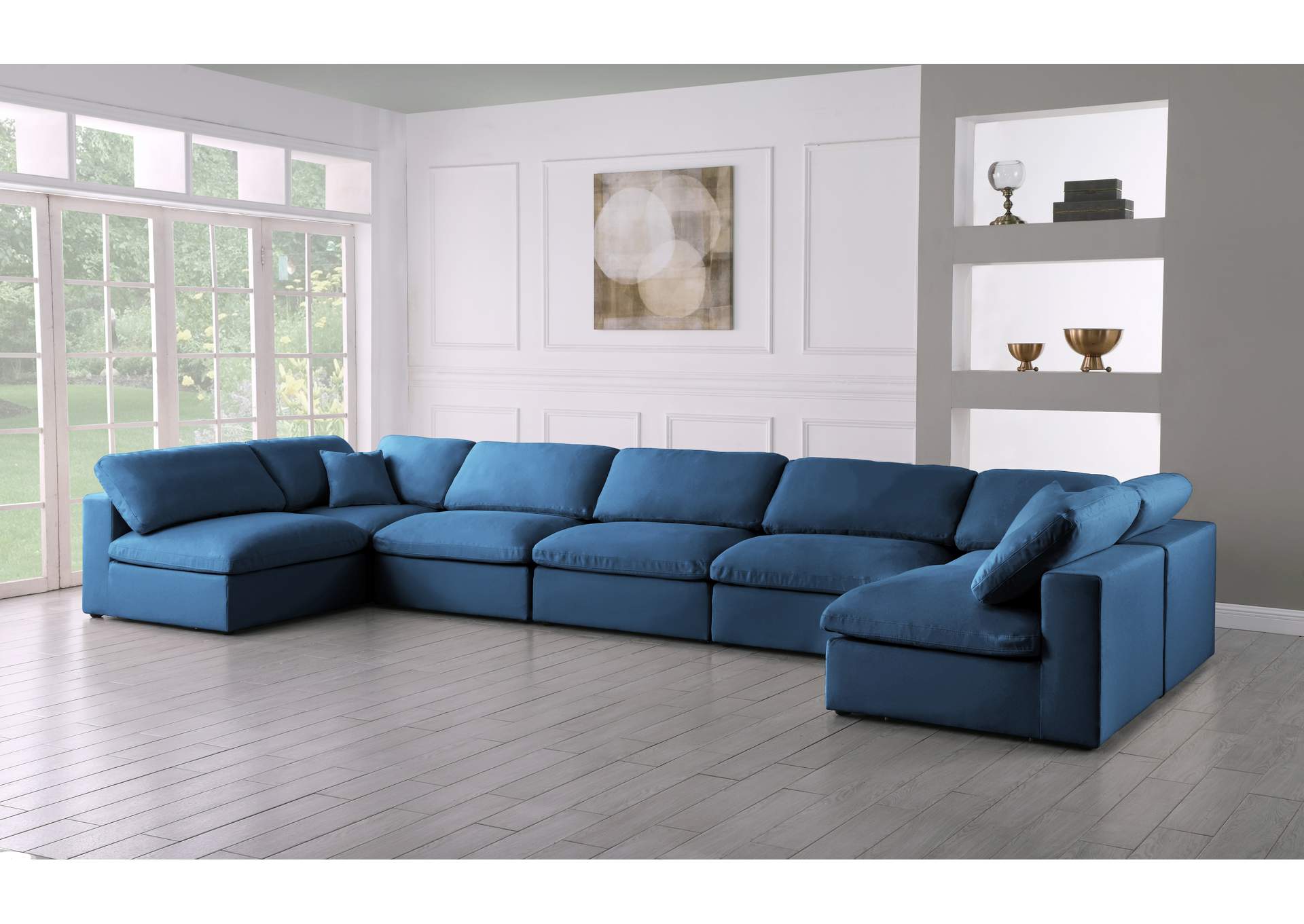 Plush Navy Velvet Standard Comfort Modular Sectional,Meridian Furniture