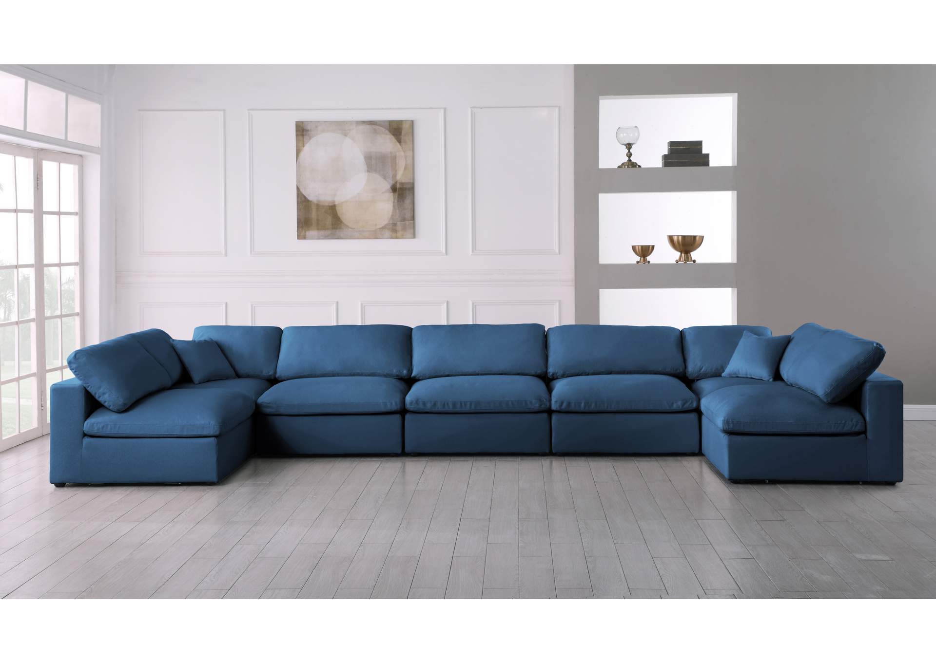 Plush Navy Velvet Standard Comfort Modular Sectional,Meridian Furniture