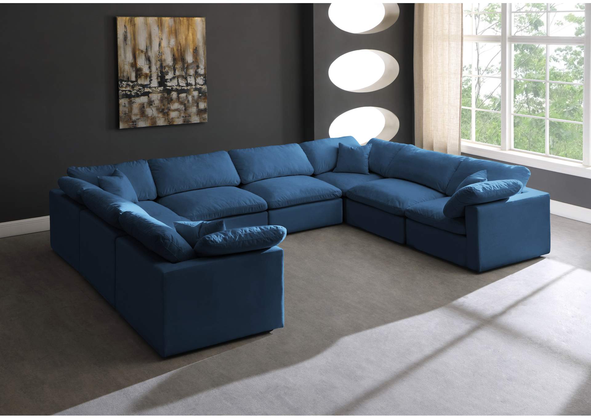 Plush Navy Velvet Standard Comfort Modular Sectional,Meridian Furniture