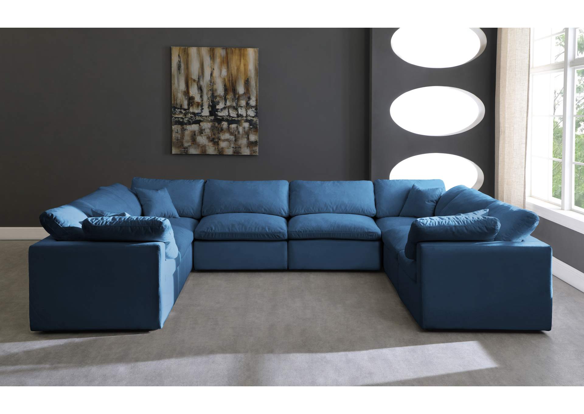 Plush Navy Velvet Standard Comfort Modular Sectional,Meridian Furniture