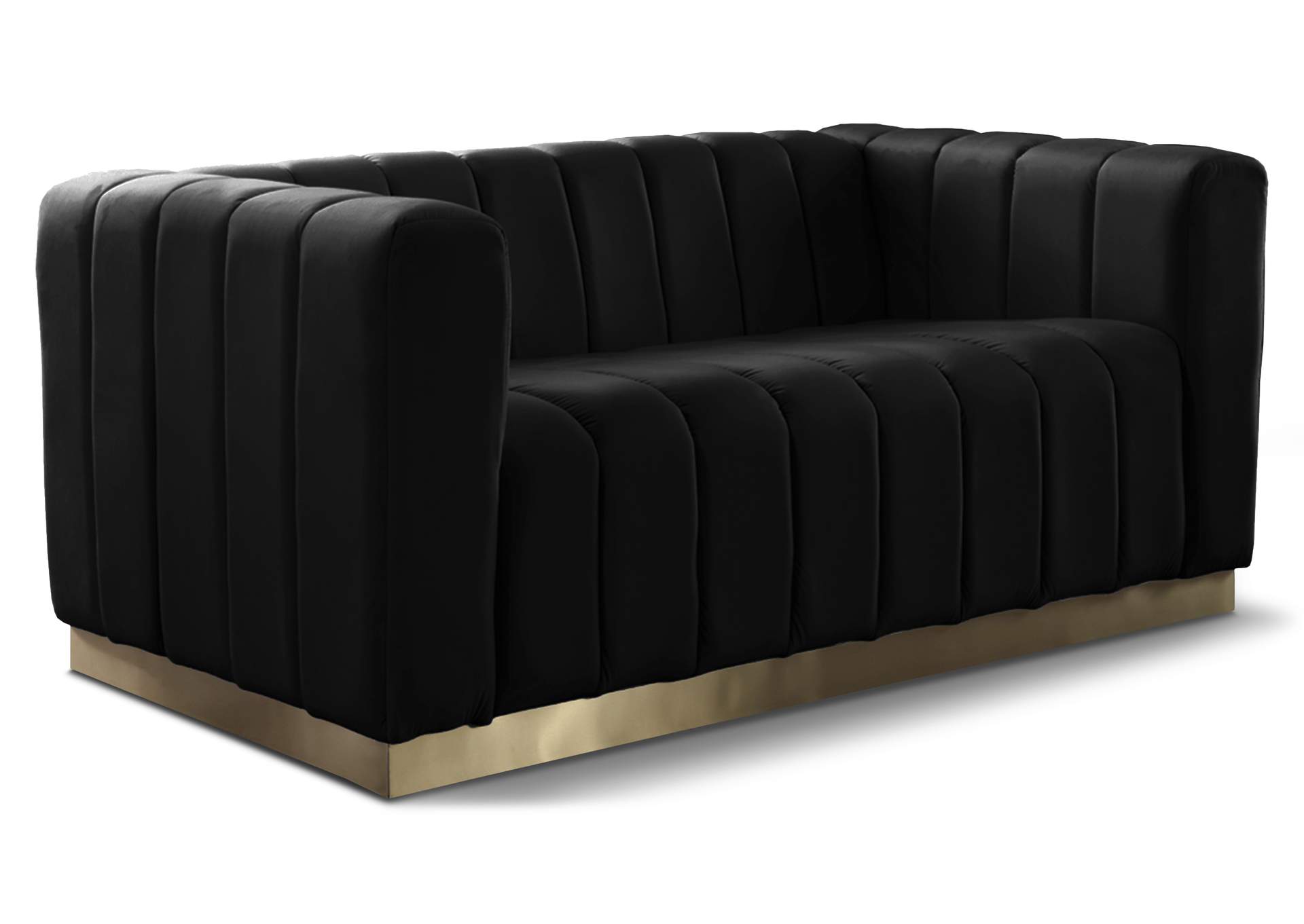 Marlon Black Velvet Loveseat,Meridian Furniture