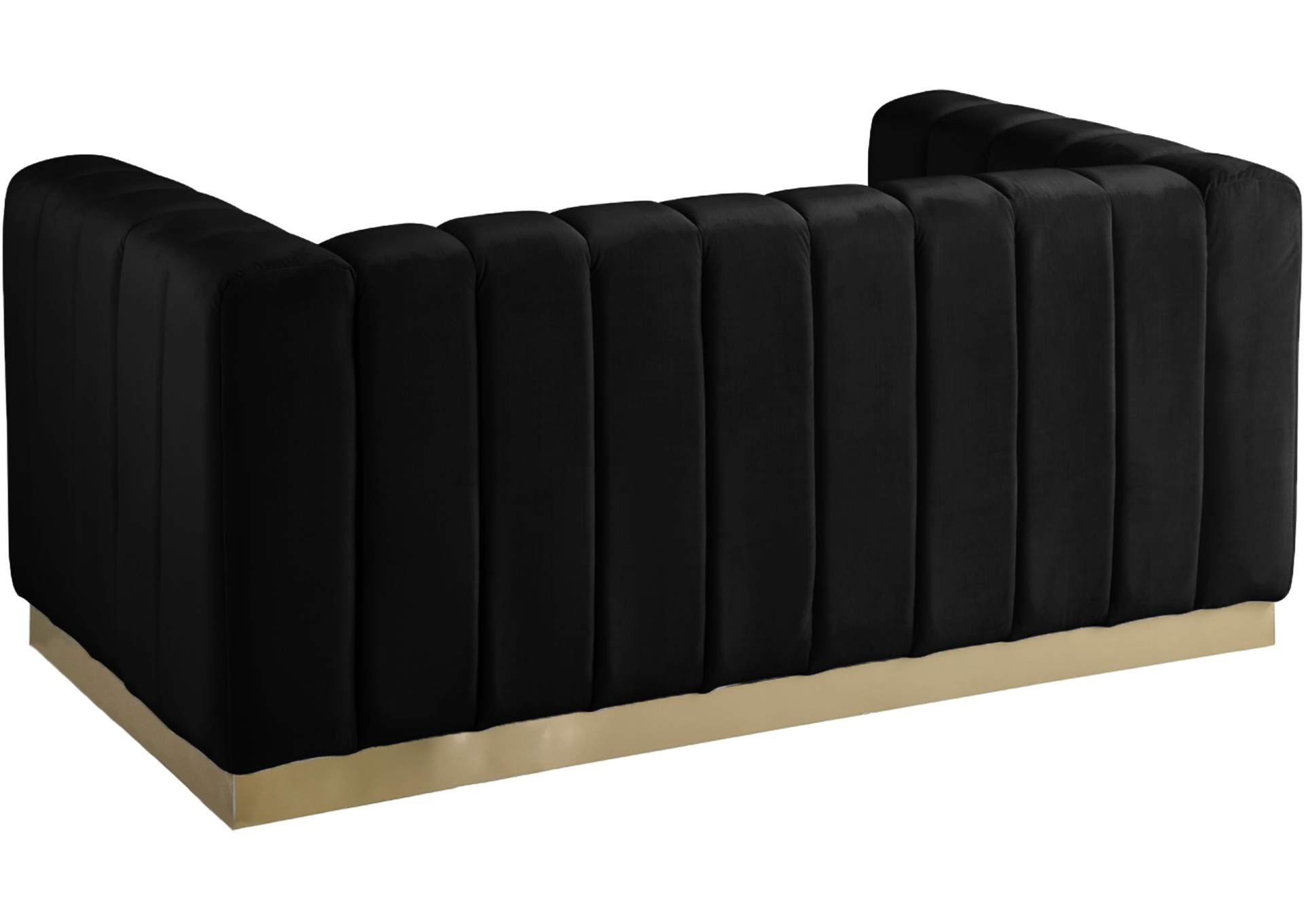 Marlon Black Velvet Loveseat,Meridian Furniture