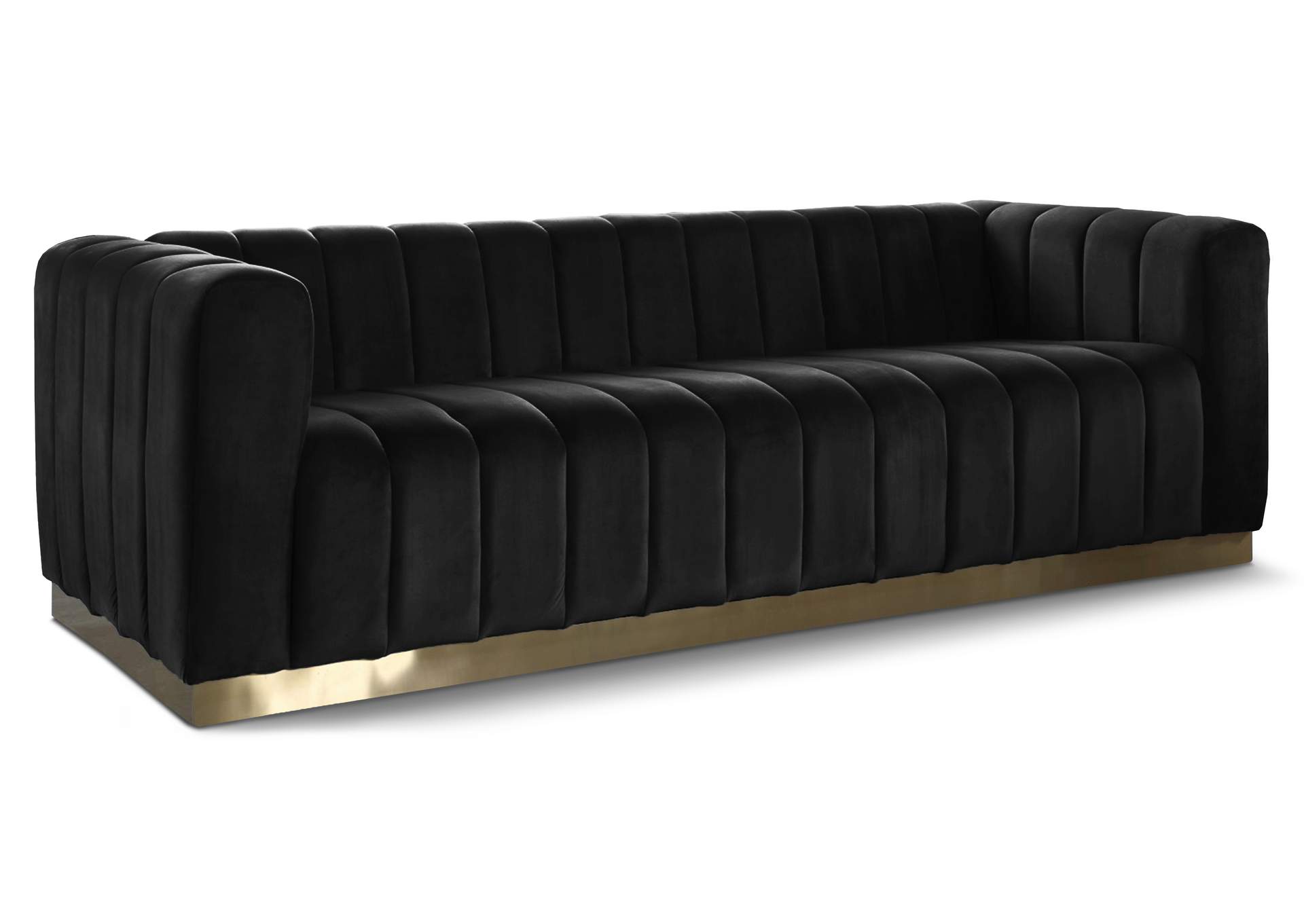 Marlon Black Velvet Sofa,Meridian Furniture