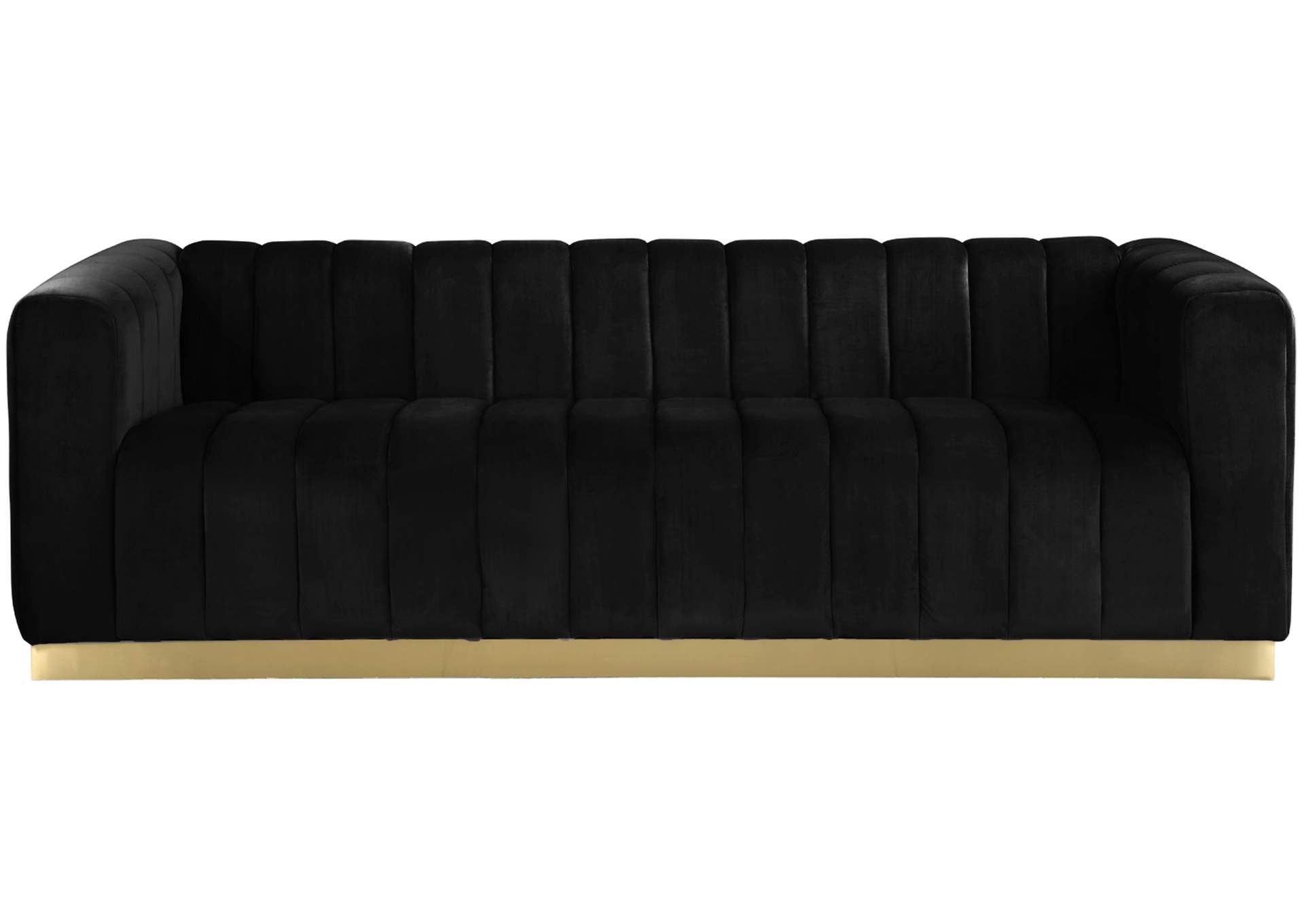 Marlon Black Velvet Sofa,Meridian Furniture