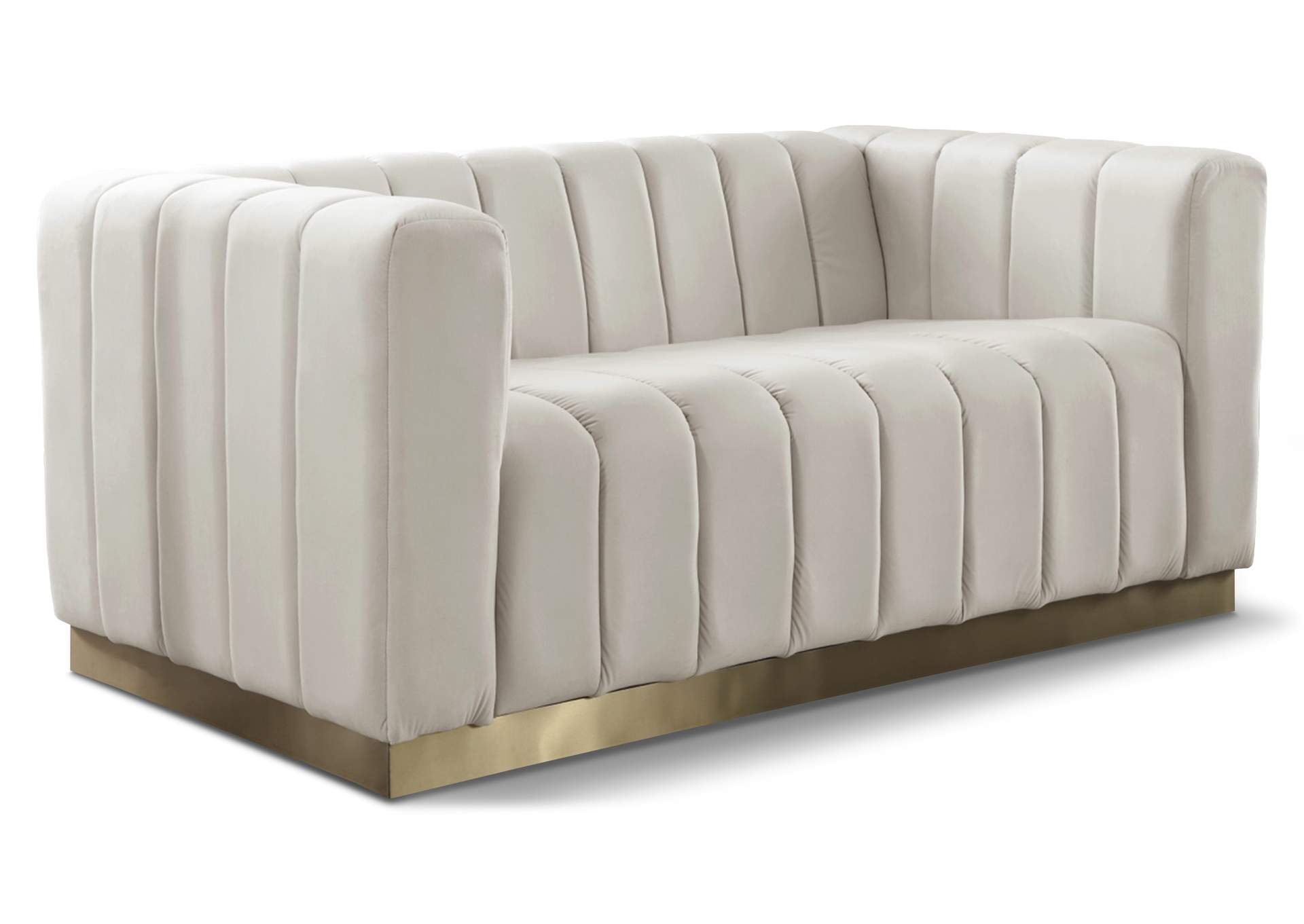 Marlon Cream Velvet Loveseat,Meridian Furniture