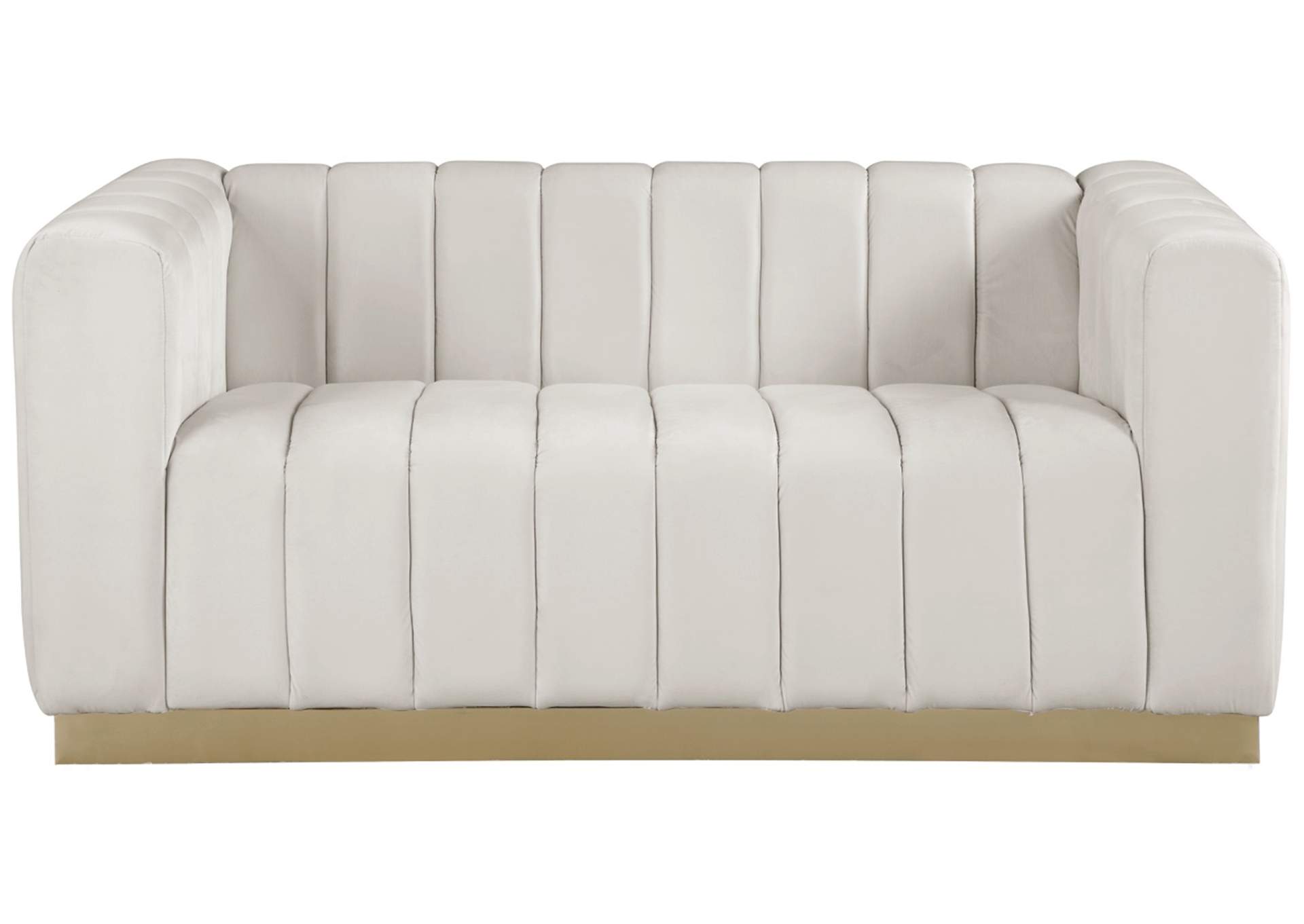 Marlon Cream Velvet Loveseat,Meridian Furniture