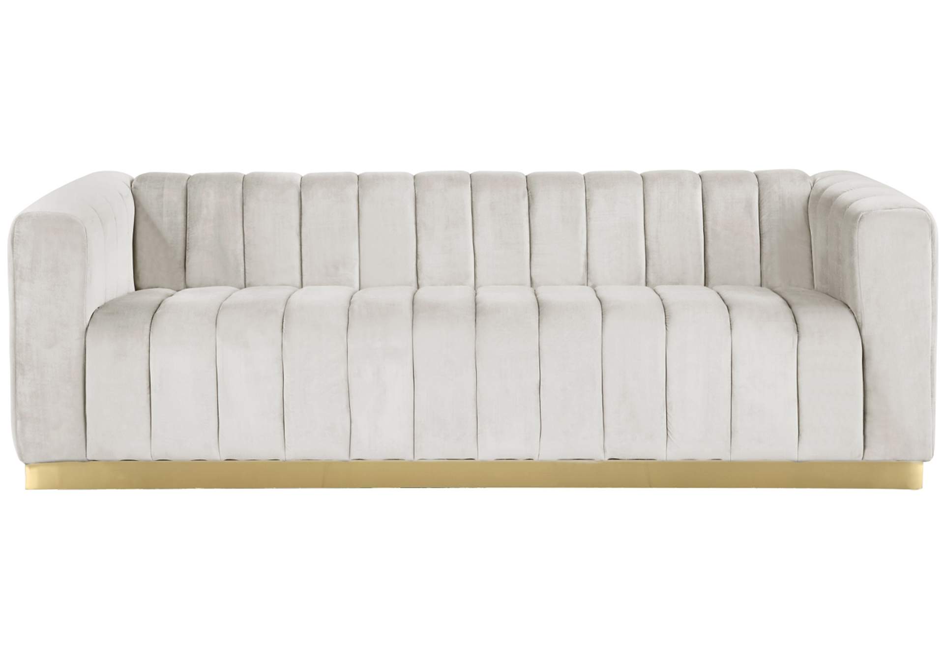 Marlon Cream Velvet Sofa,Meridian Furniture