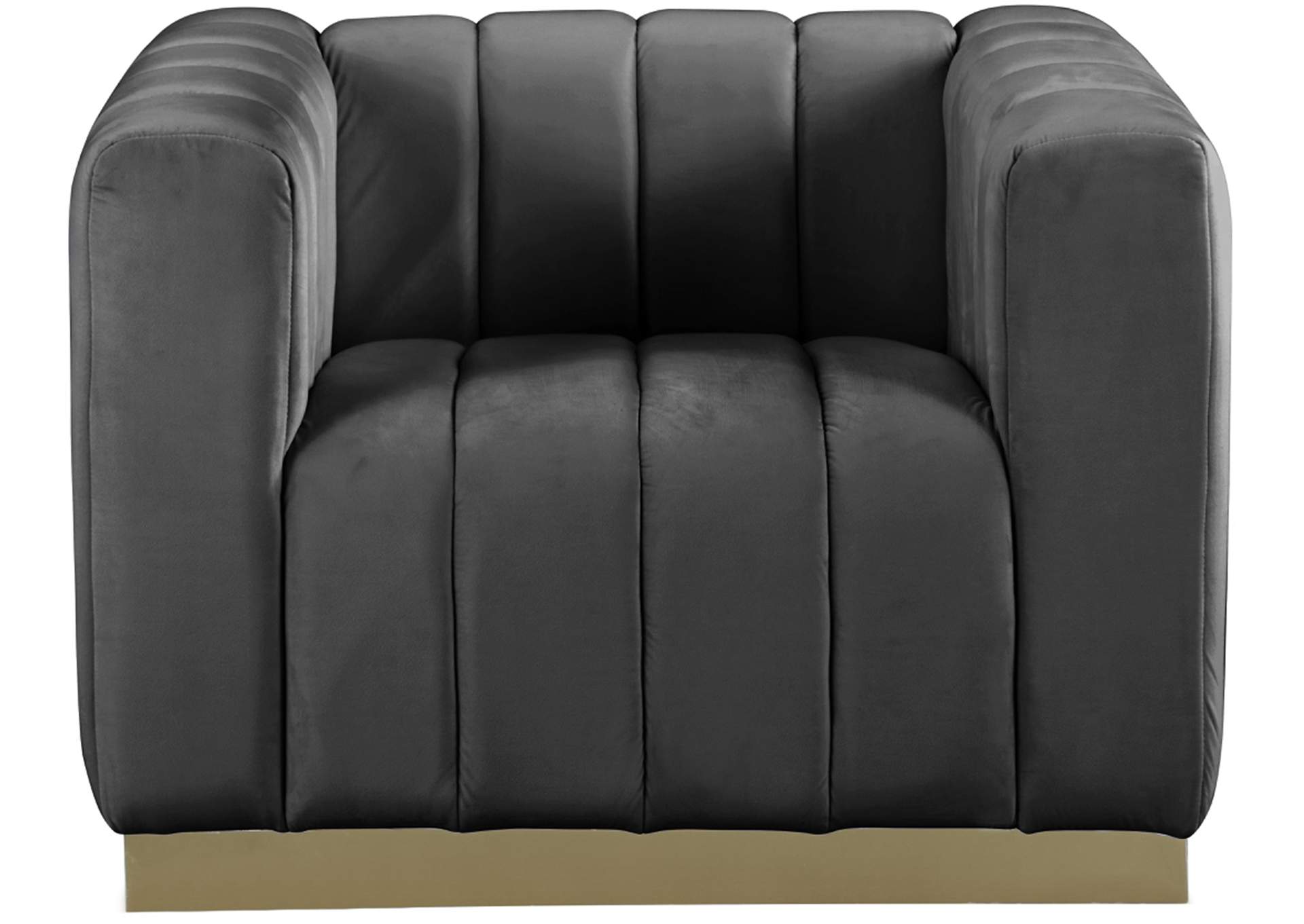 Marlon Grey Velvet Chair,Meridian Furniture