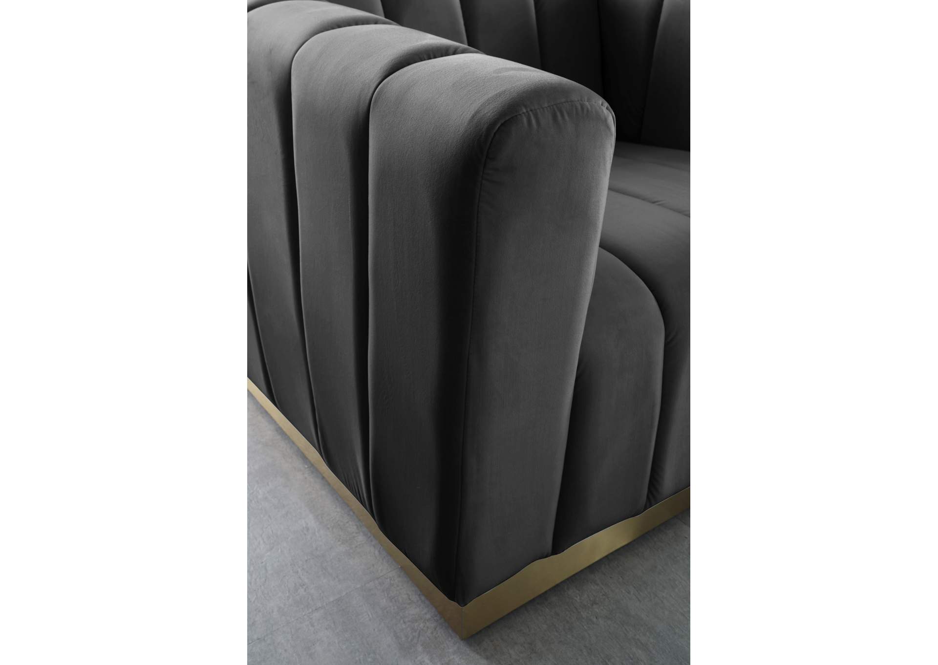 Marlon Grey Velvet Chair,Meridian Furniture