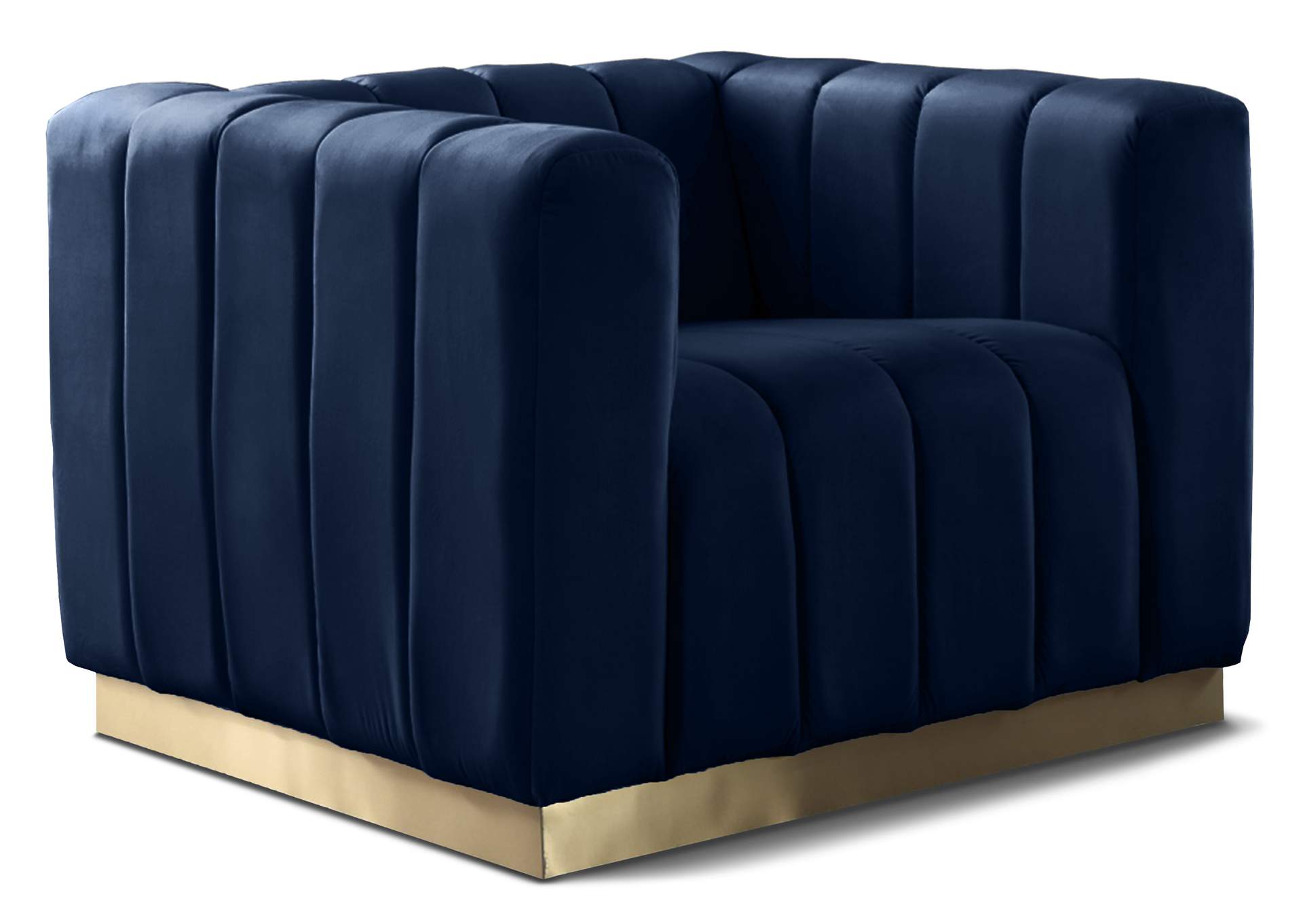 Marlon Navy Velvet Chair,Meridian Furniture