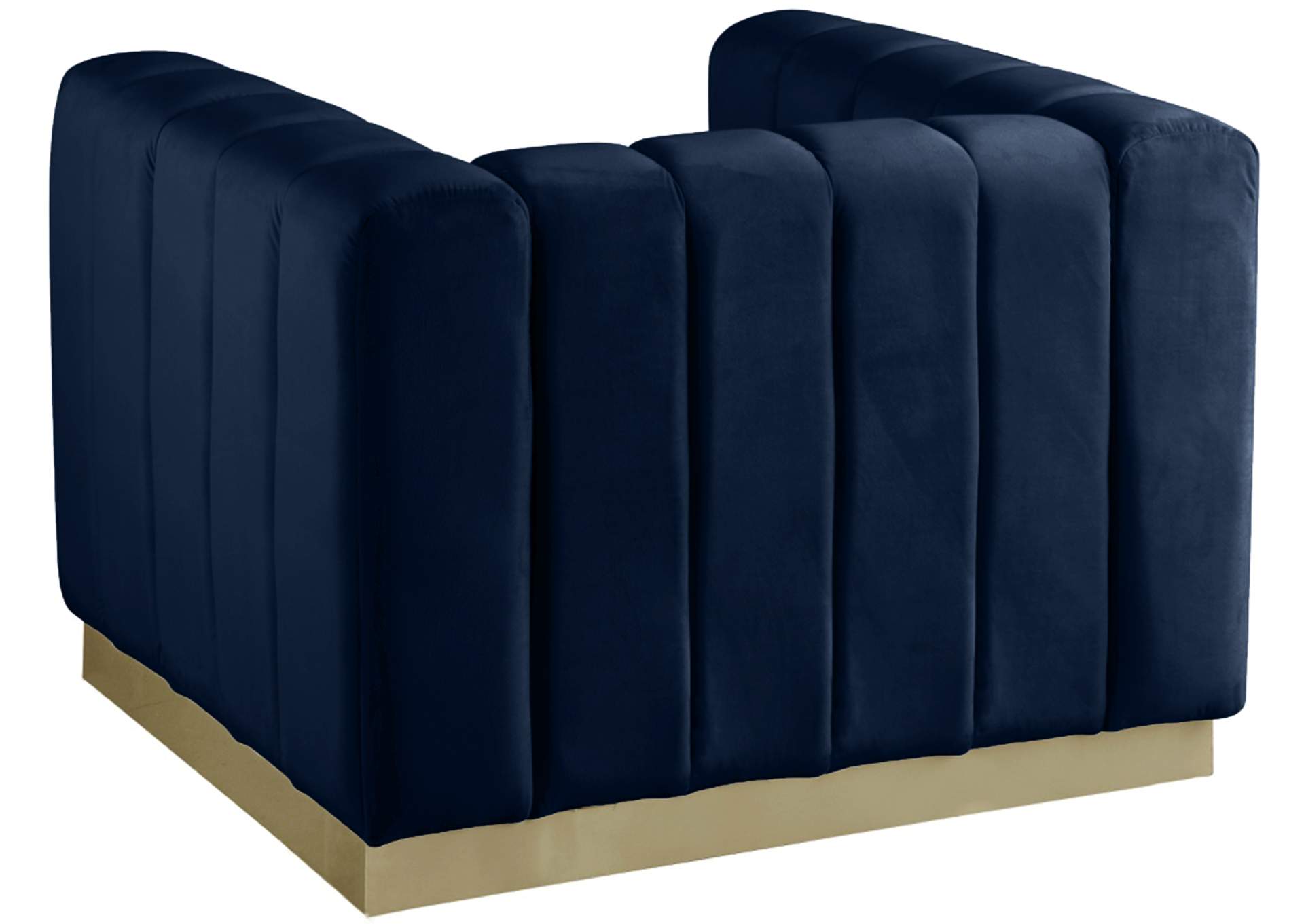 Marlon Navy Velvet Chair,Meridian Furniture