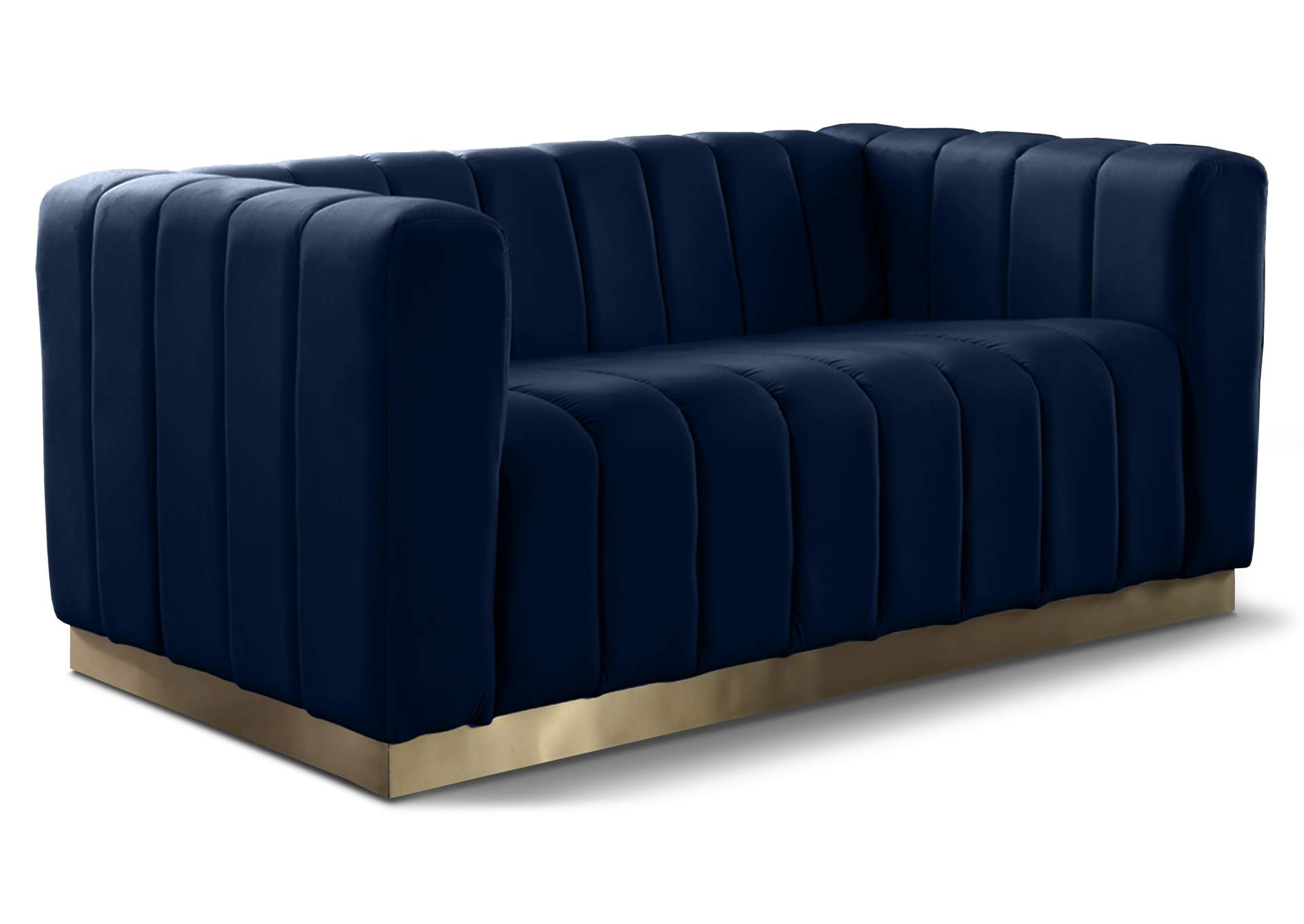 Marlon Navy Velvet Loveseat,Meridian Furniture