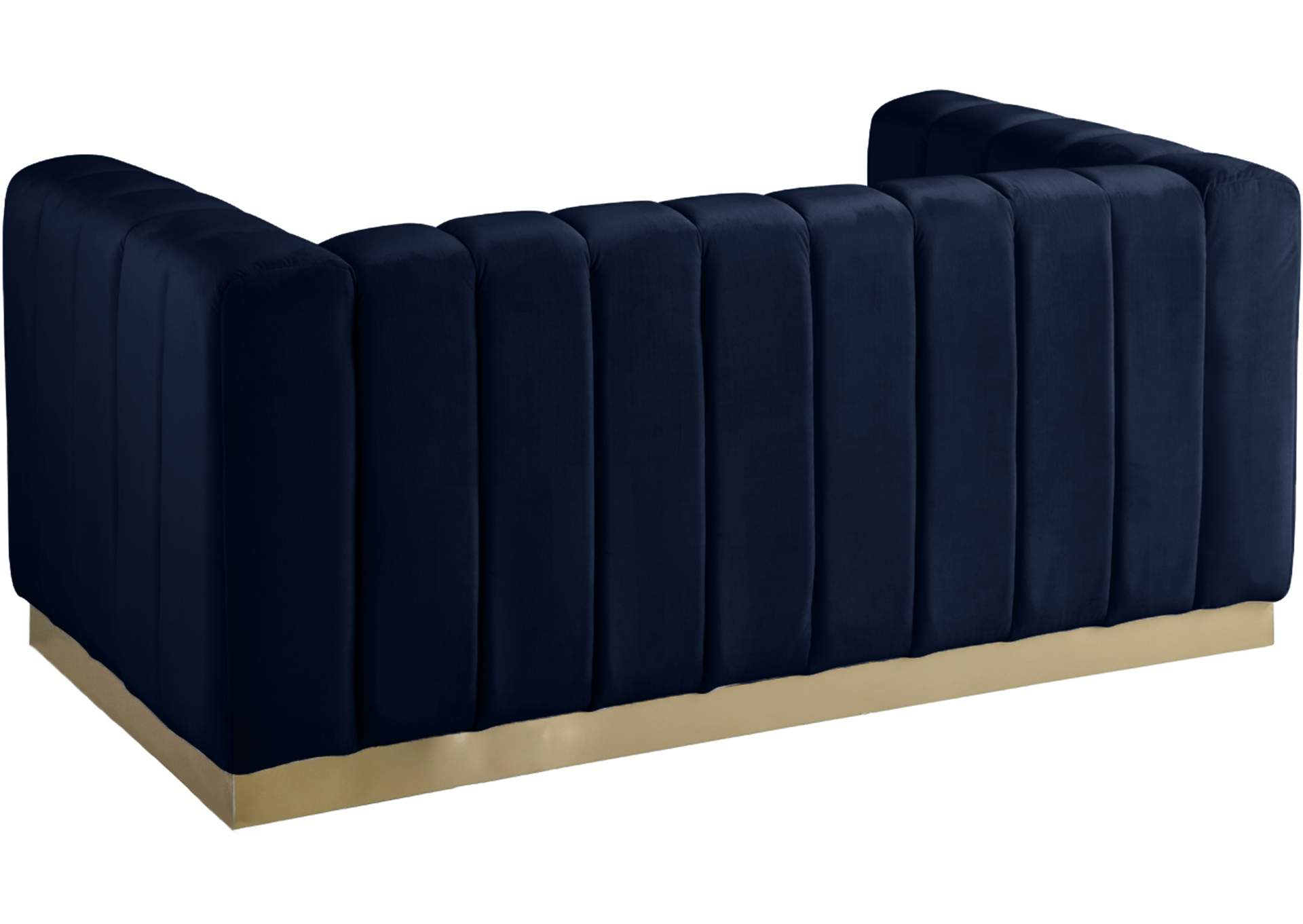 Marlon Navy Velvet Loveseat,Meridian Furniture