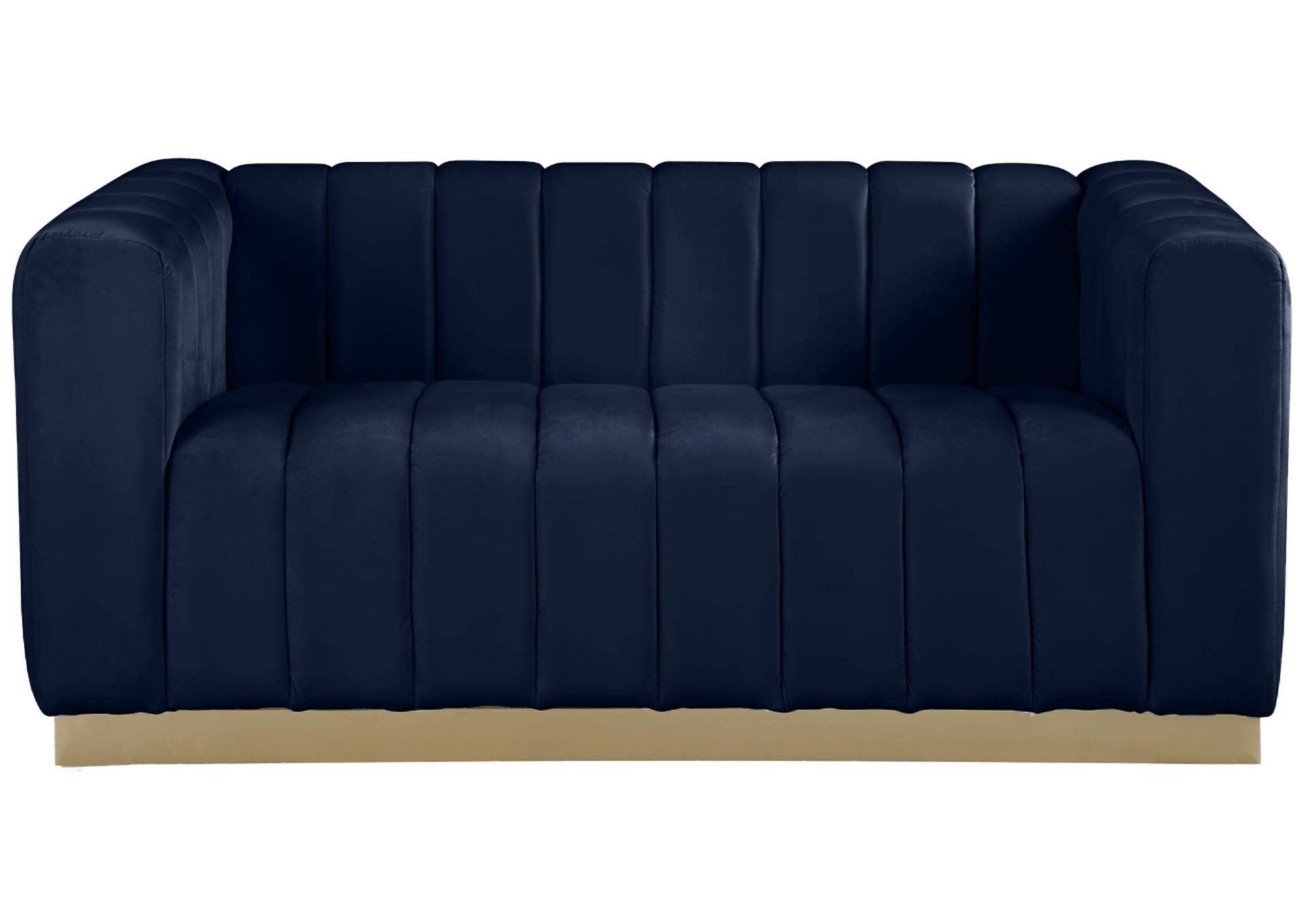 Marlon Navy Velvet Loveseat,Meridian Furniture