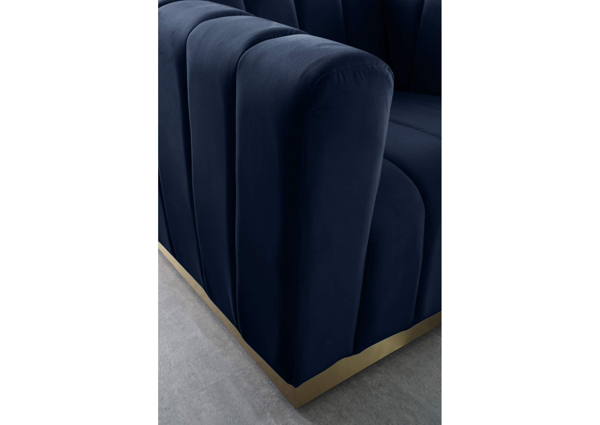 Marlon Navy Velvet Loveseat,Meridian Furniture