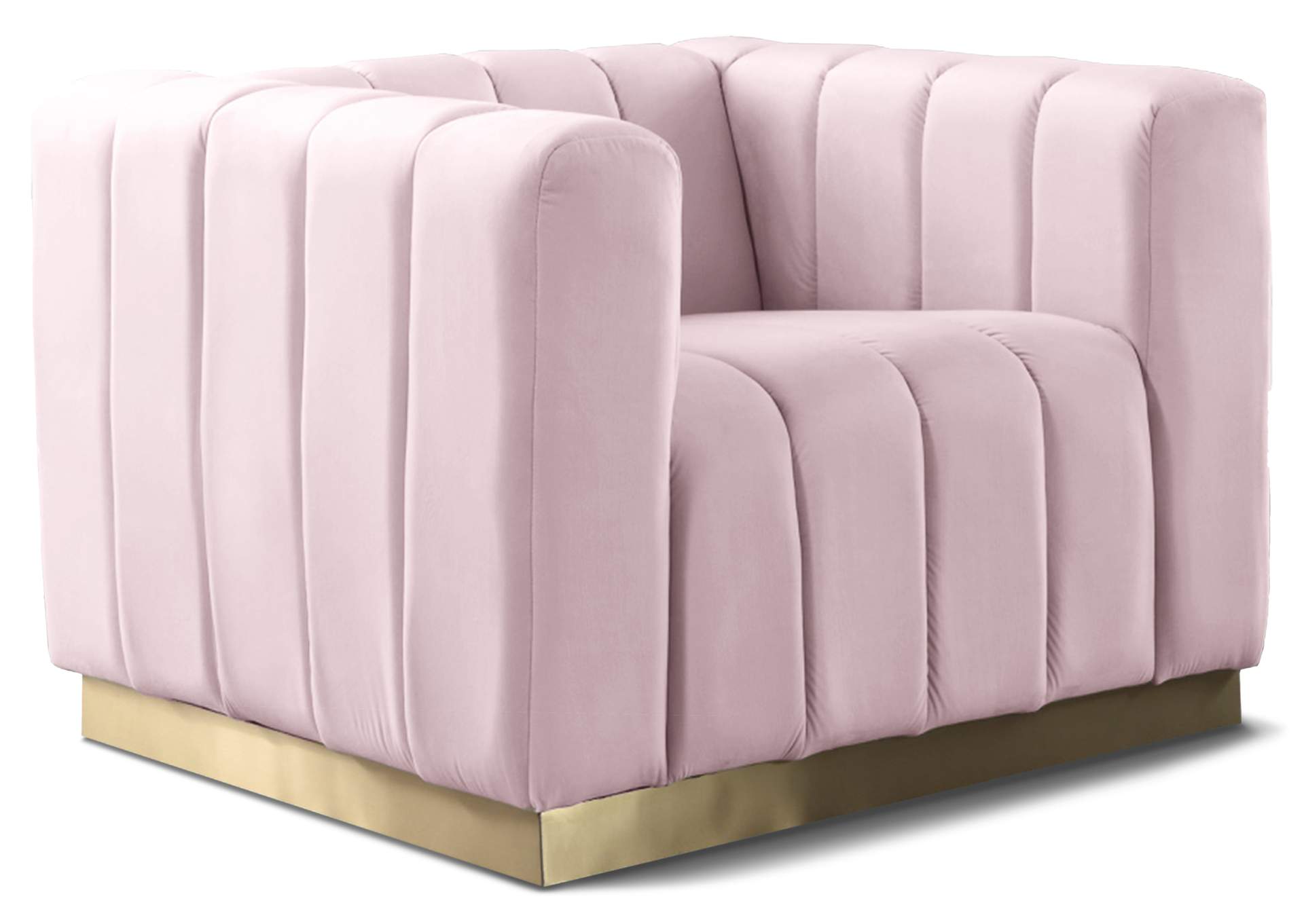 Marlon Pink Velvet Chair,Meridian Furniture