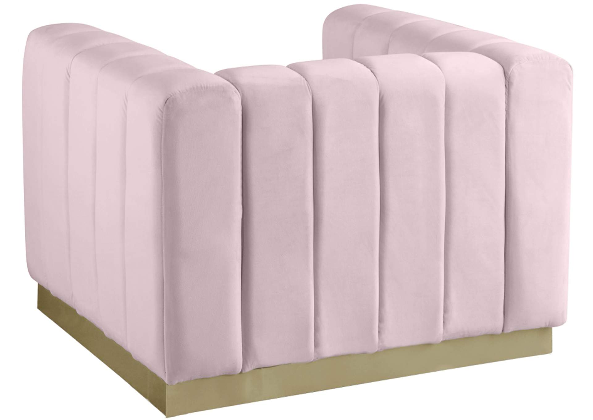 Marlon Pink Velvet Chair,Meridian Furniture