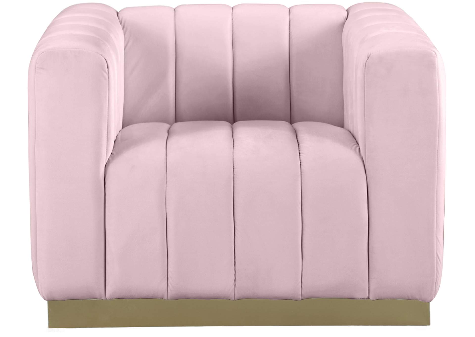 Marlon Pink Velvet Chair,Meridian Furniture