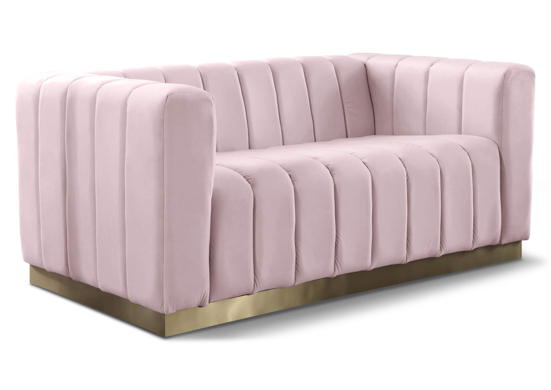 Marlon Pink Velvet Loveseat,Meridian Furniture