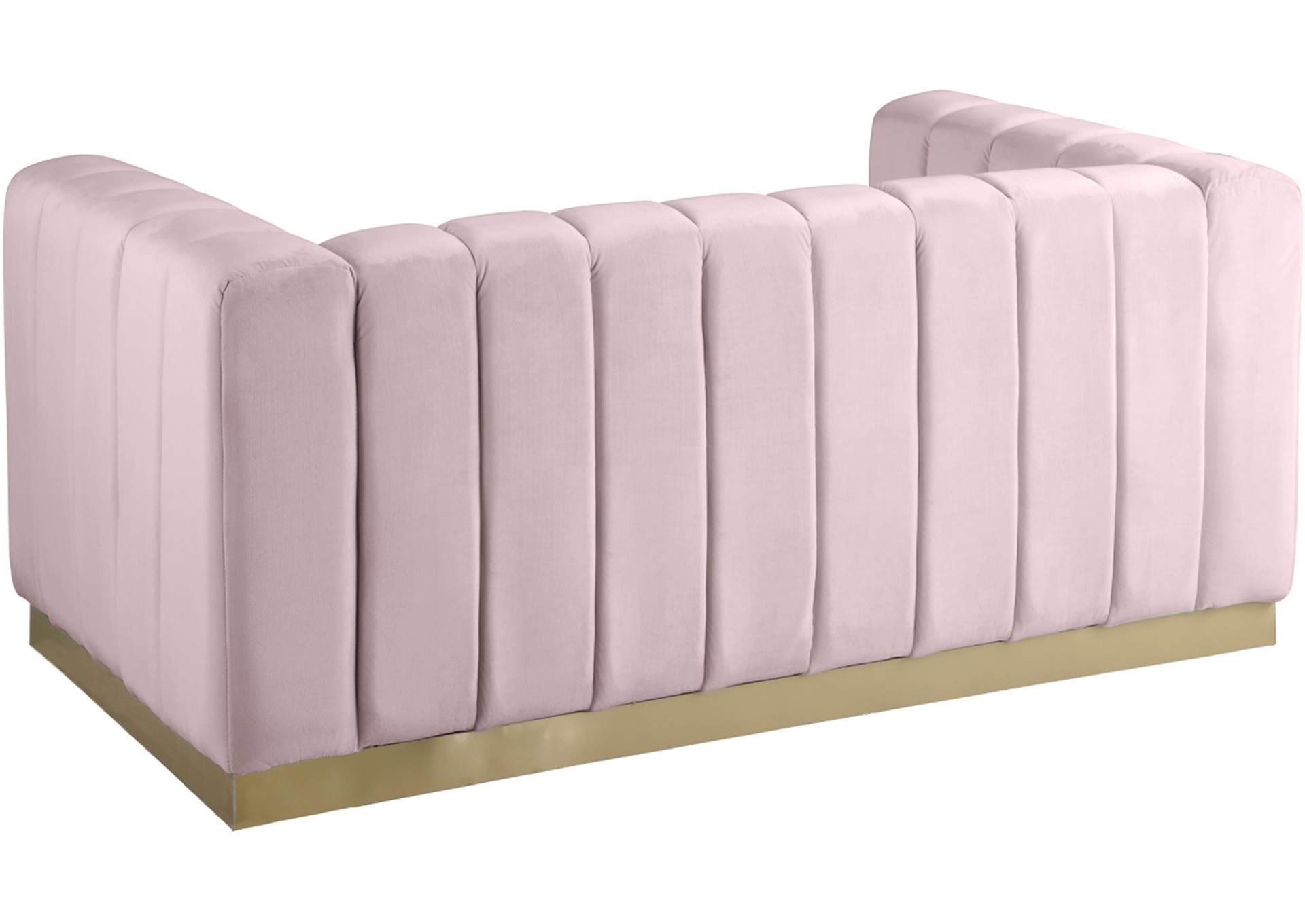 Marlon Pink Velvet Loveseat,Meridian Furniture