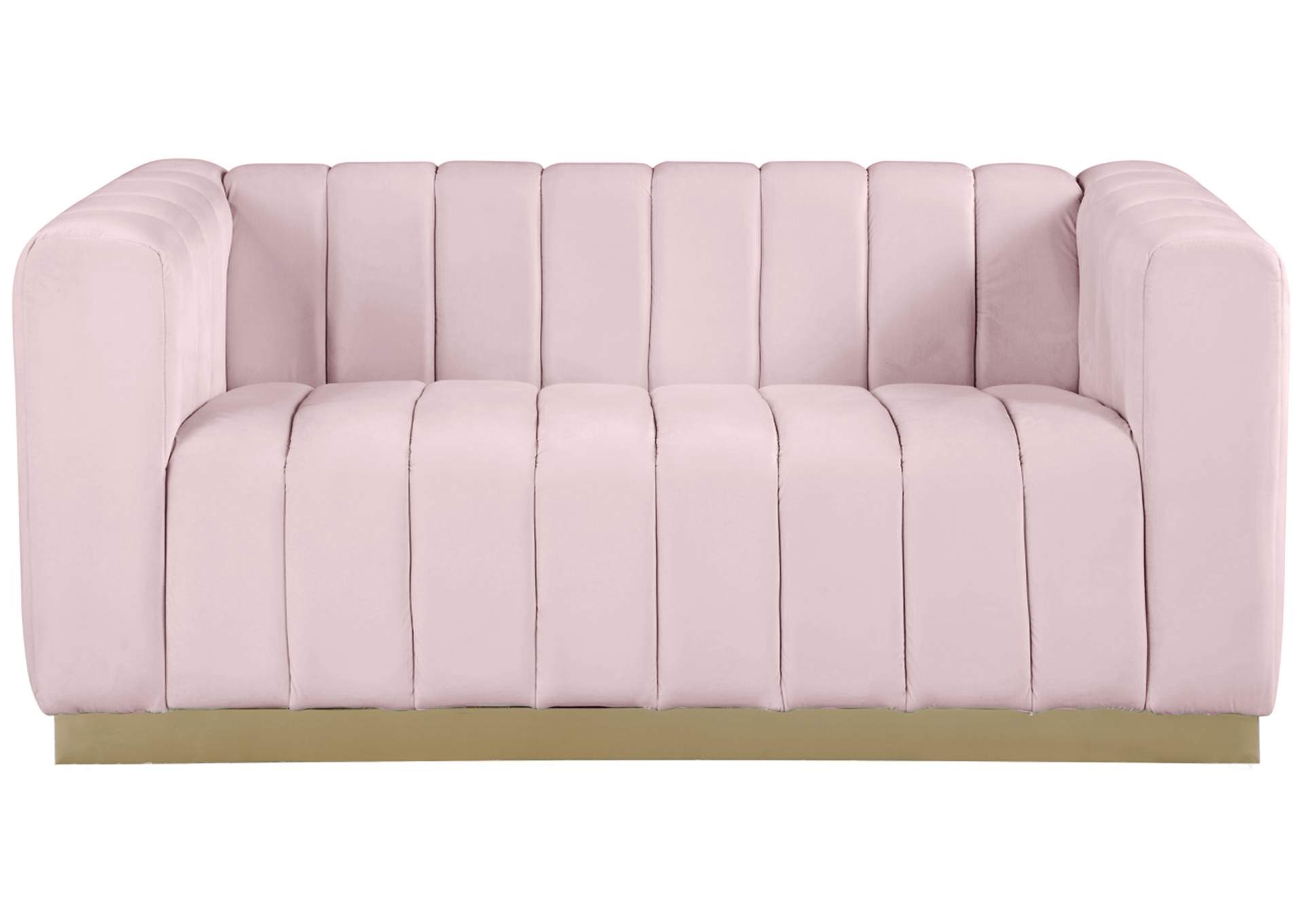 Marlon Pink Velvet Loveseat,Meridian Furniture