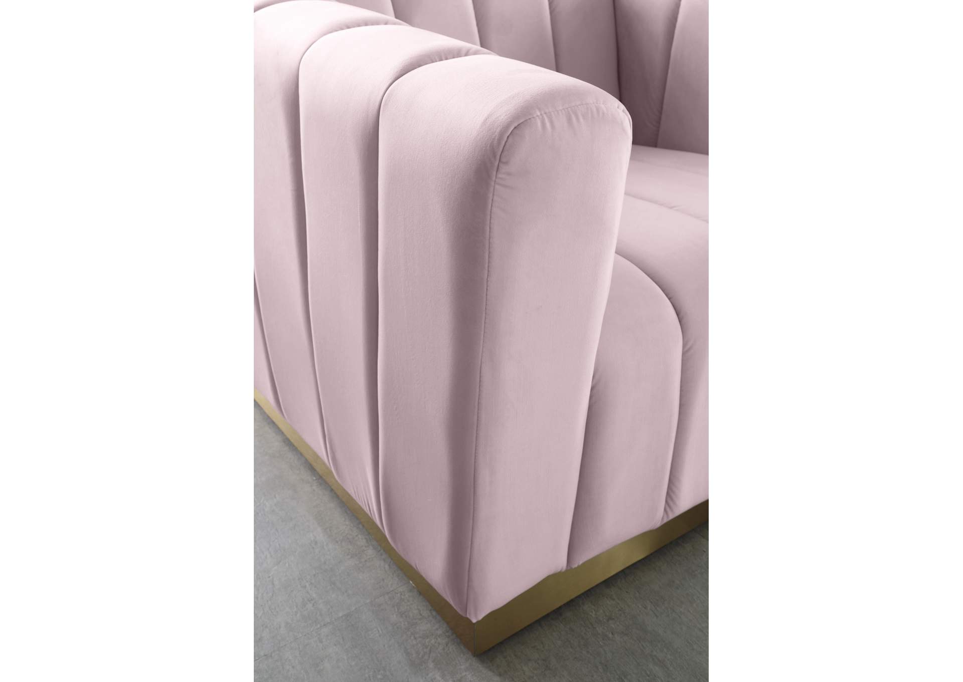 Marlon Pink Velvet Loveseat,Meridian Furniture