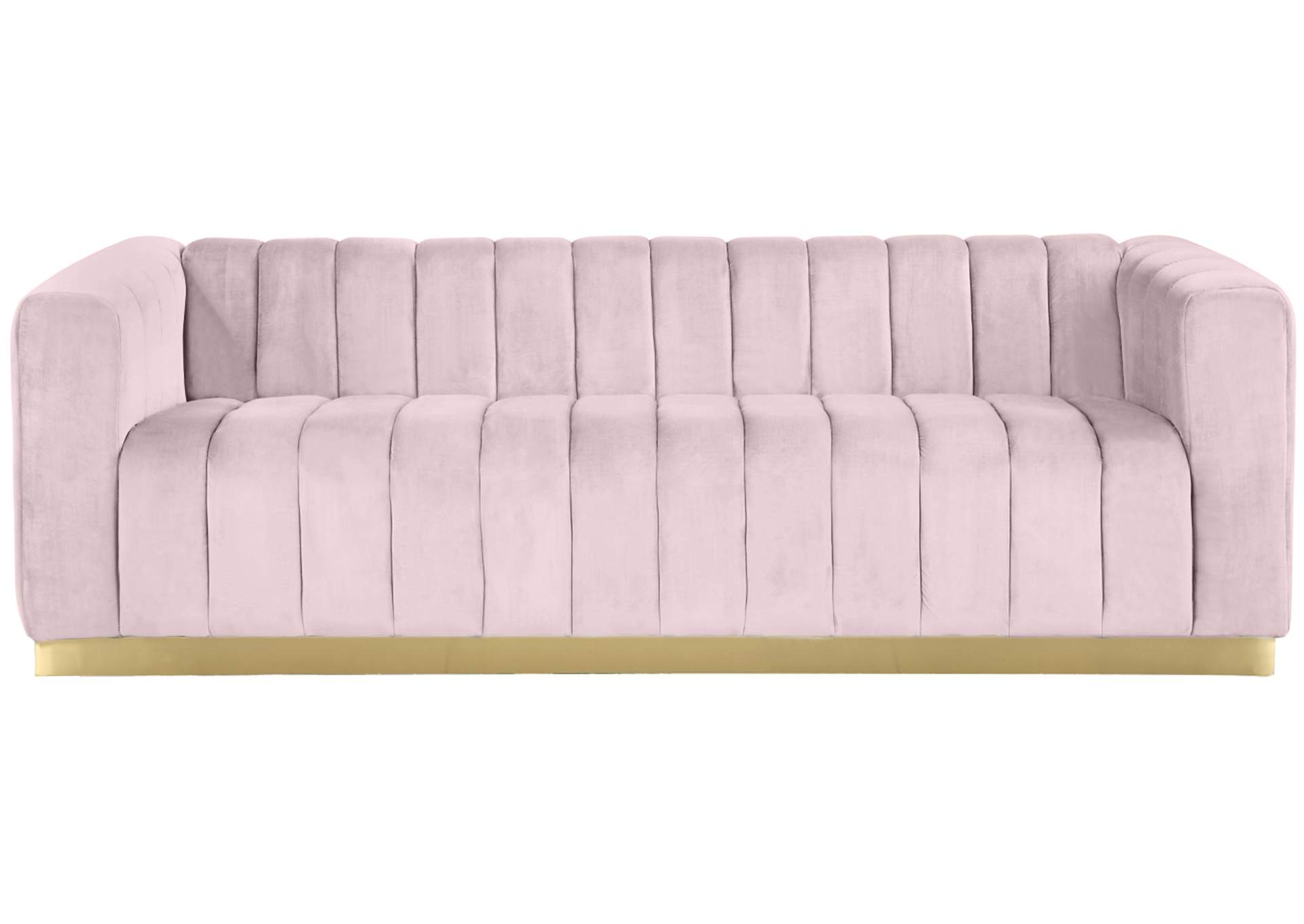 Marlon Pink Velvet Sofa,Meridian Furniture