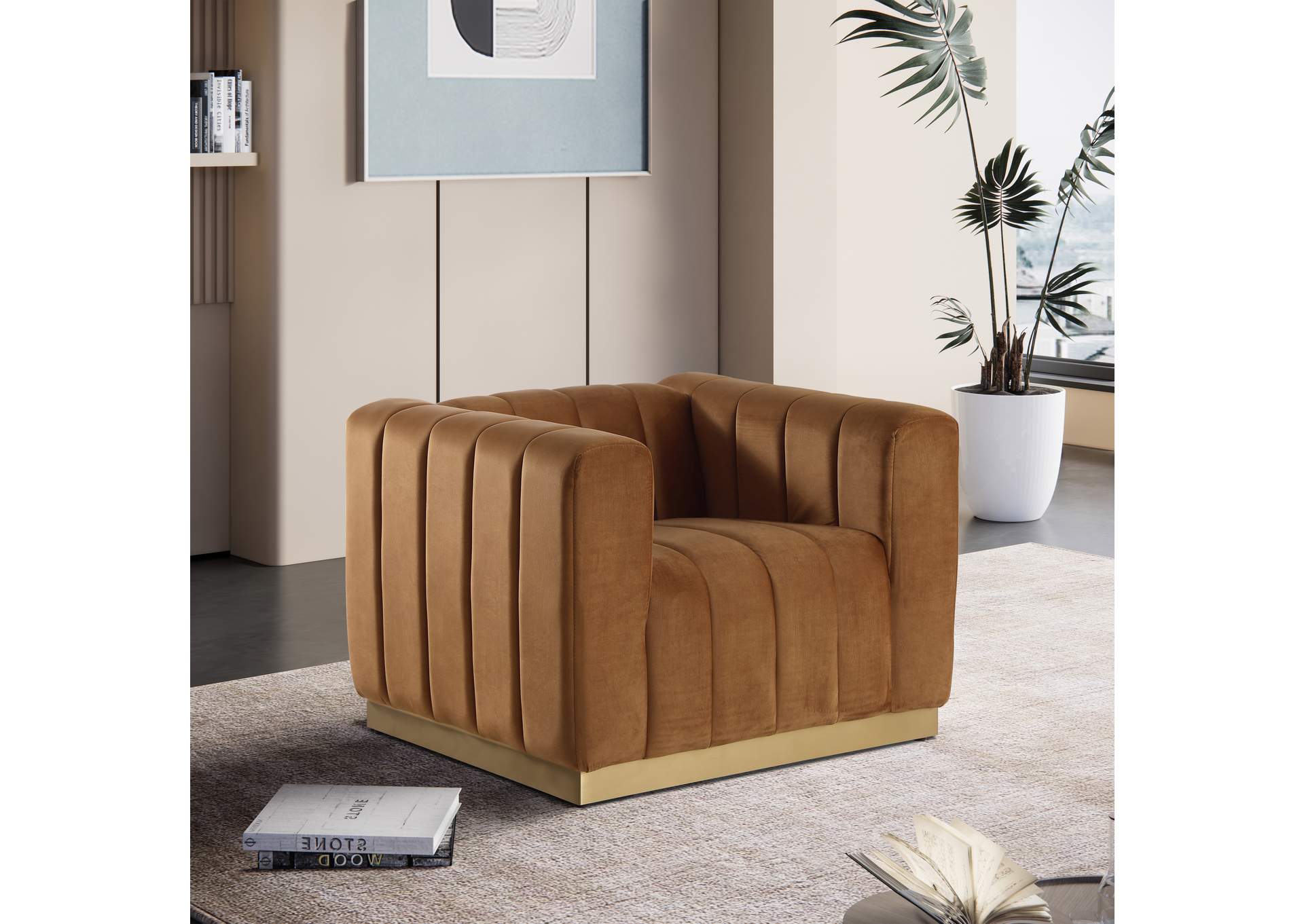 Marlon Saddle Velvet Chair,Meridian Furniture