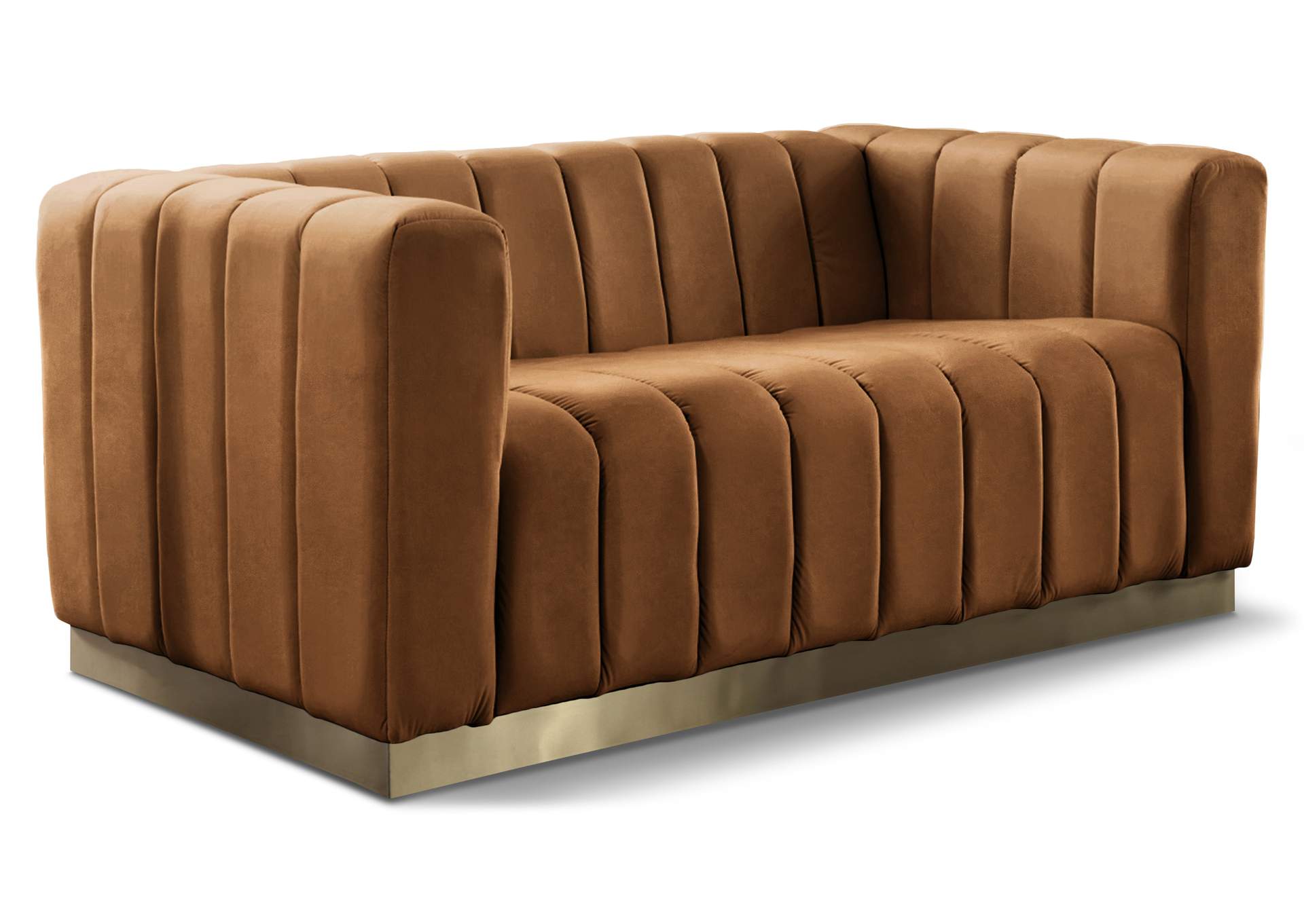 Marlon Saddle Velvet Loveseat,Meridian Furniture