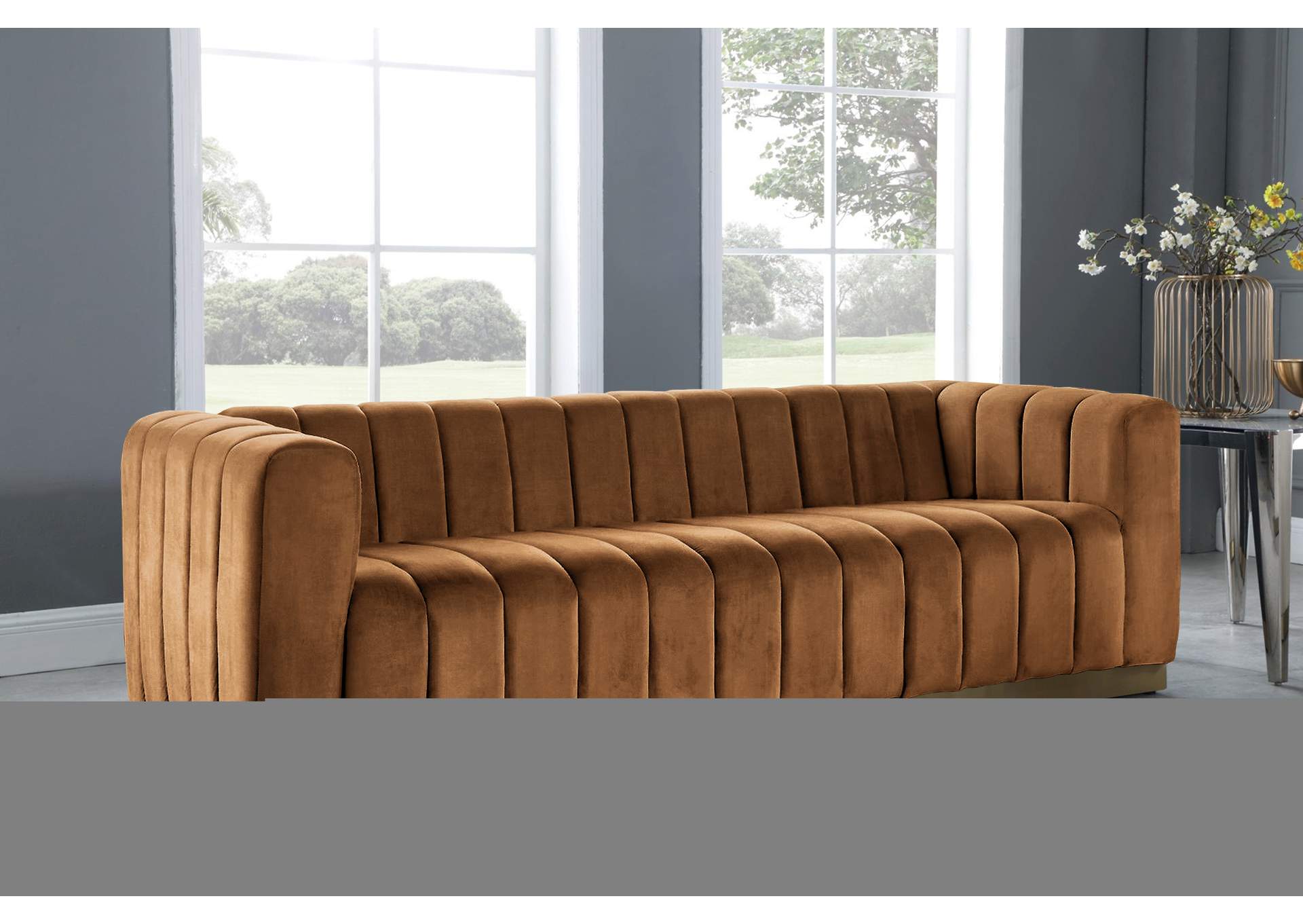 Marlon Saddle Velvet Sofa,Meridian Furniture