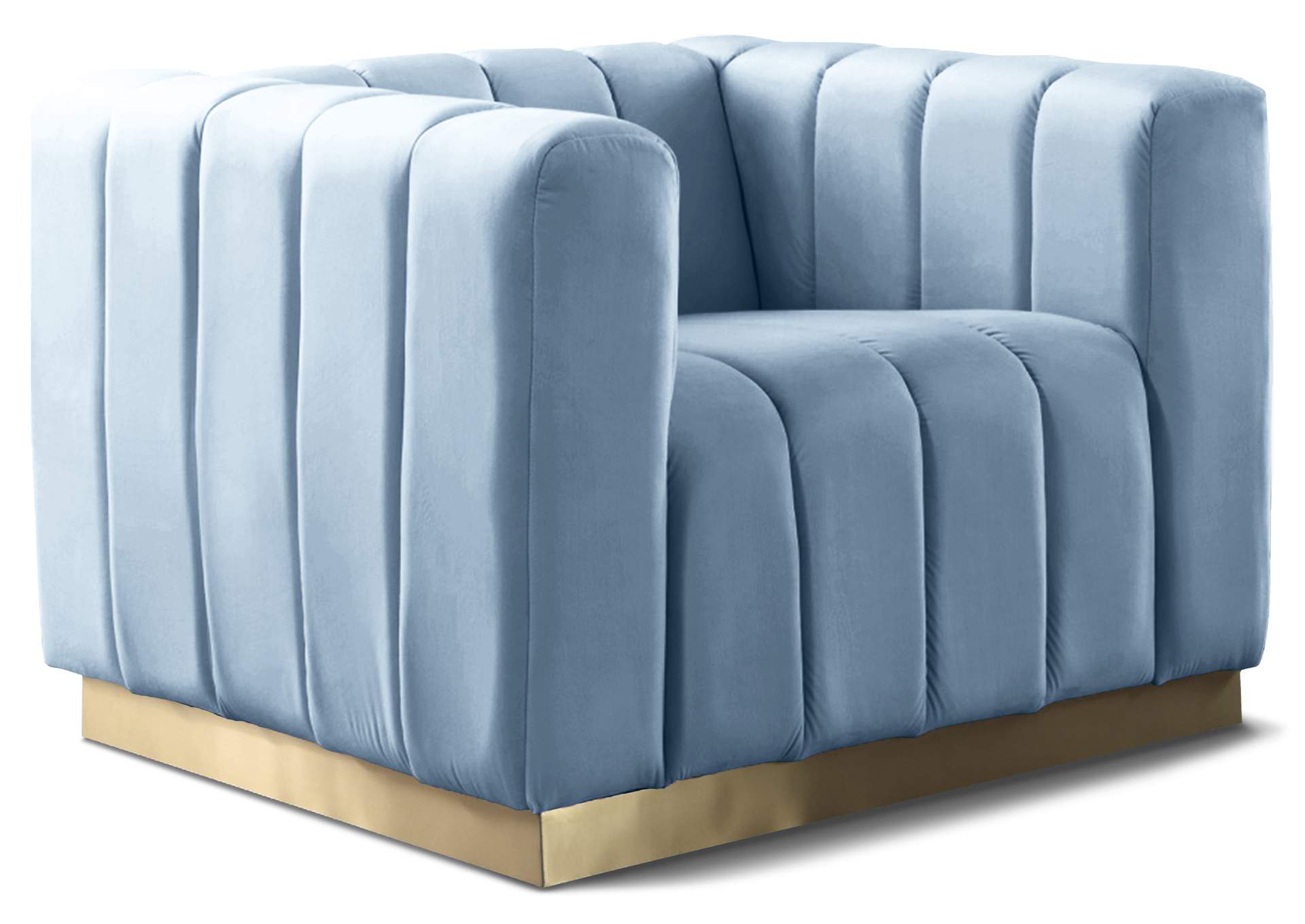 Marlon Sky Blue Velvet Chair,Meridian Furniture