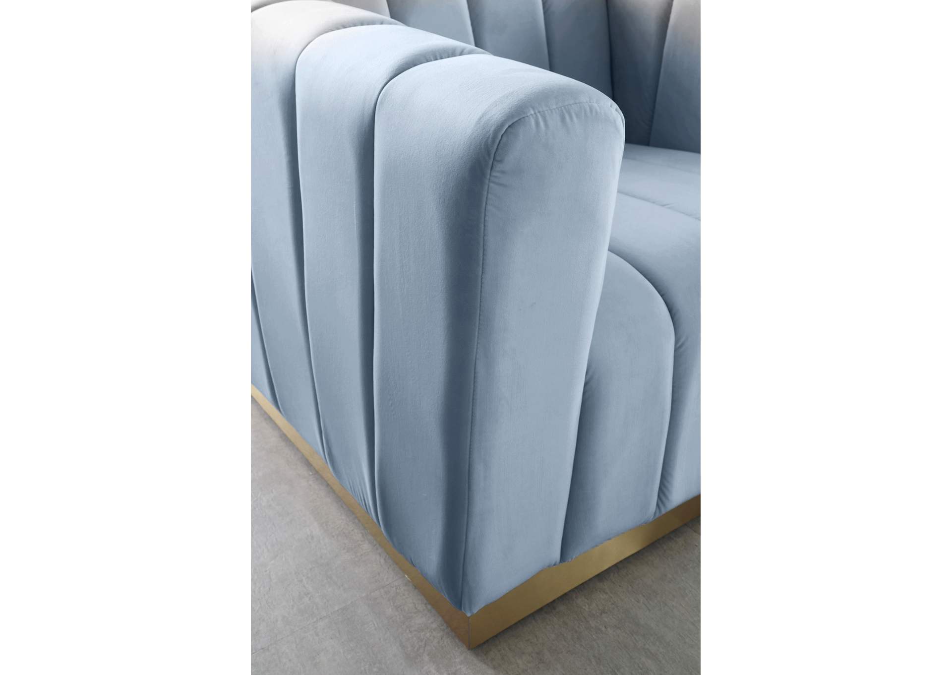 Marlon Sky Blue Velvet Chair,Meridian Furniture