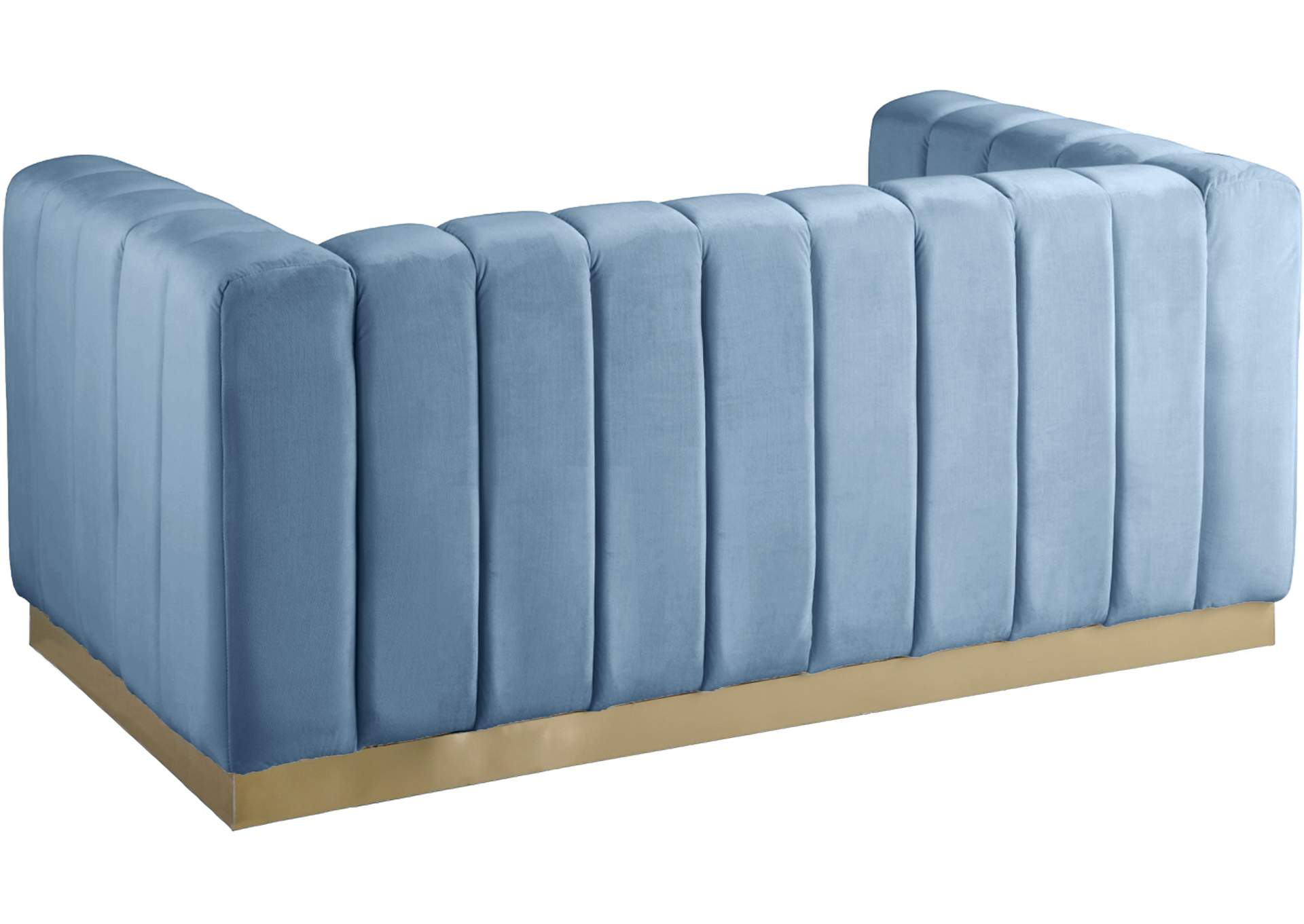 Marlon Sky Blue Velvet Loveseat,Meridian Furniture