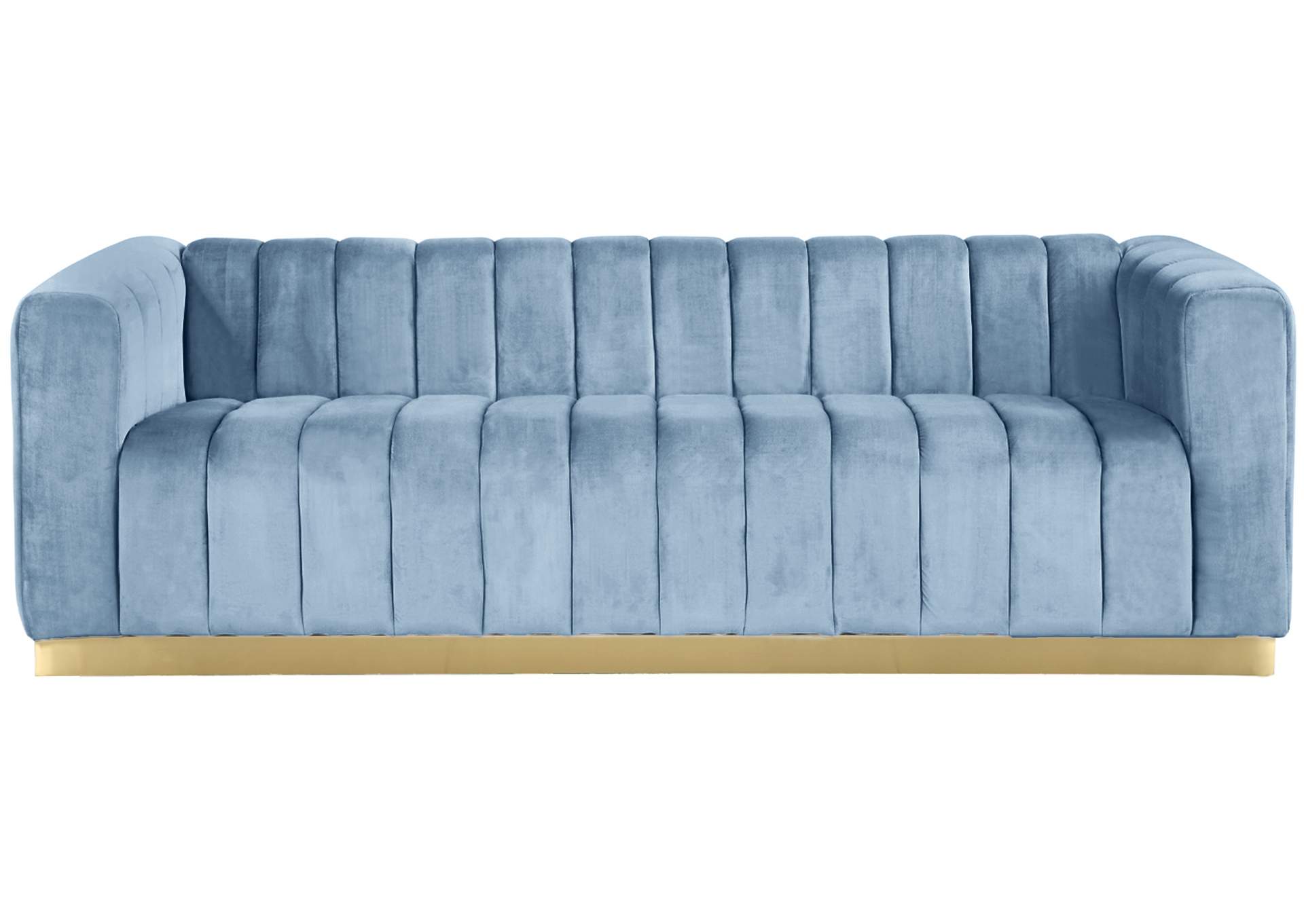 Marlon Sky Blue Velvet Sofa,Meridian Furniture