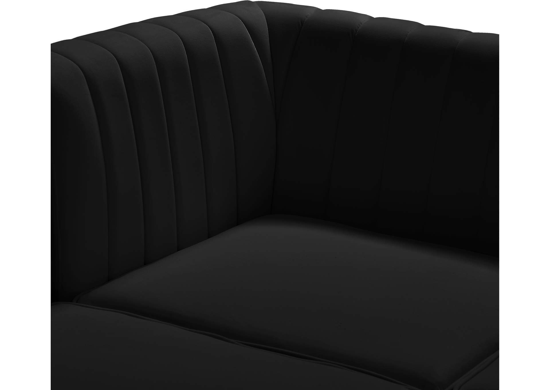 Alina Black Velvet Corner Chair,Meridian Furniture