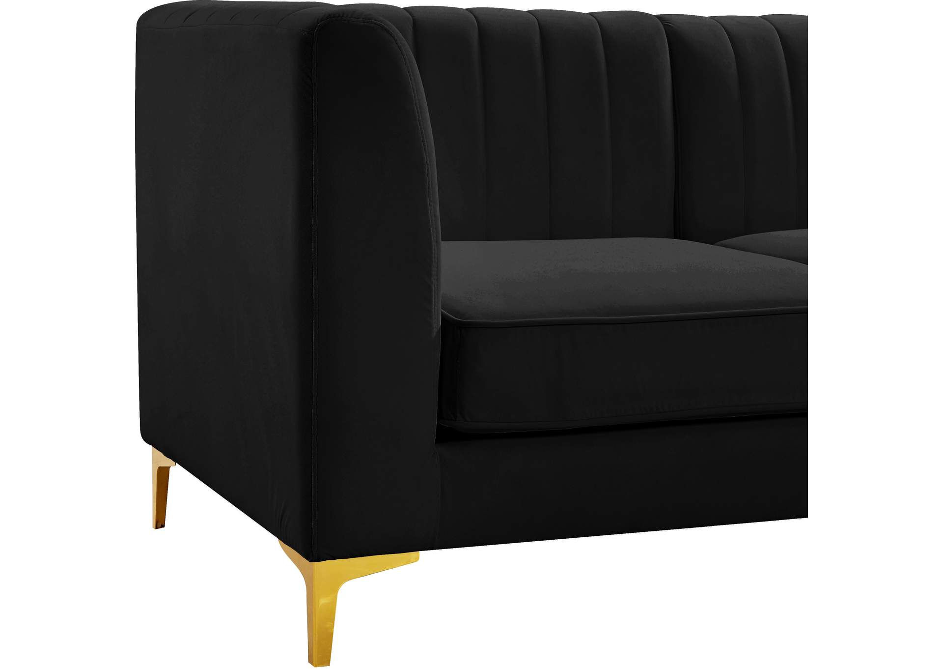 Alina Black Velvet Corner Chair,Meridian Furniture