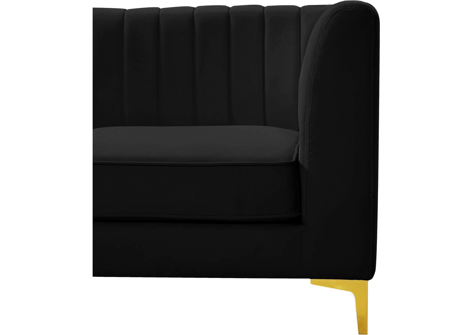 Alina Black Velvet Corner Chair,Meridian Furniture