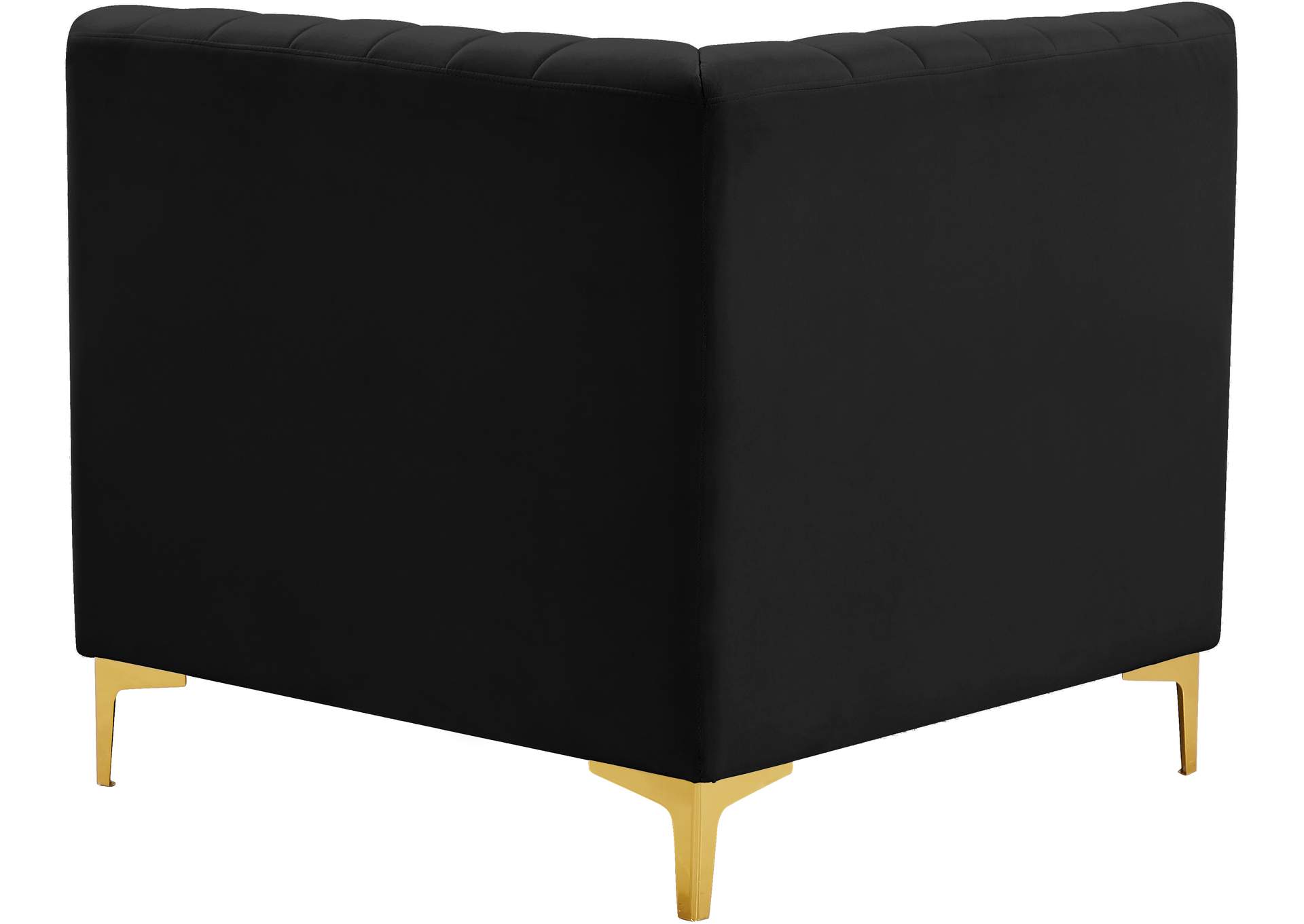 Alina Black Velvet Corner Chair,Meridian Furniture